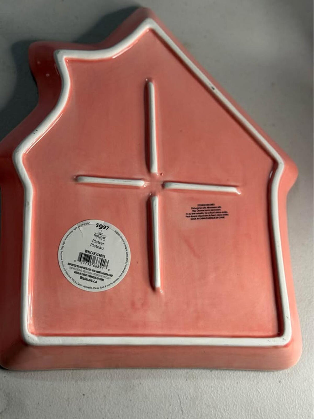 Holiday Time Pink House Platter