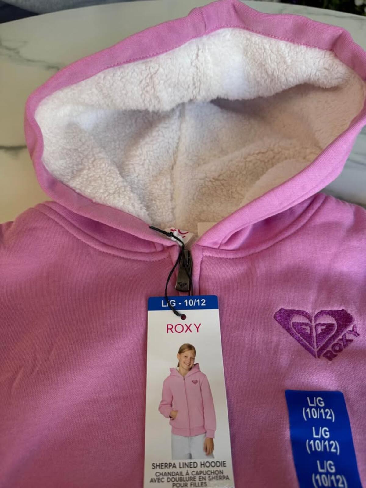 Roxy Pink Sherpa Lined Hoodie GIRLS L/G (10/12)