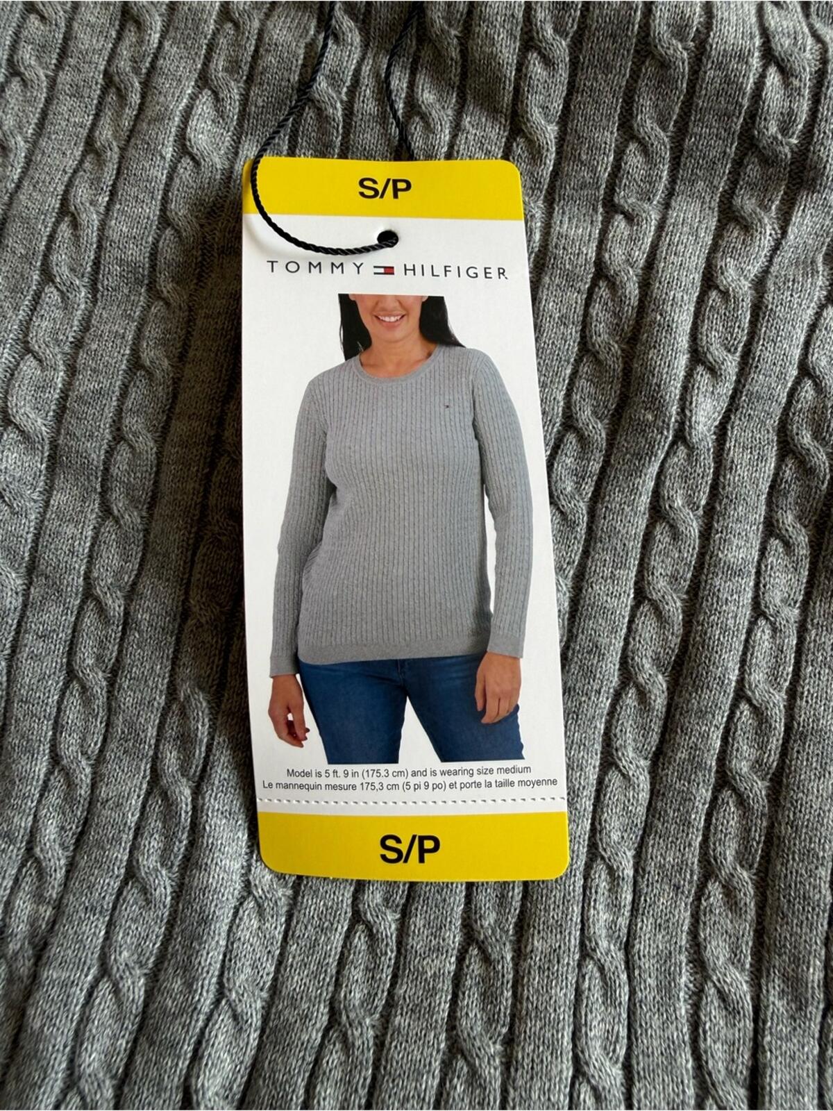 Tommy Hilfiger Light Gray Cable Knit Sweater