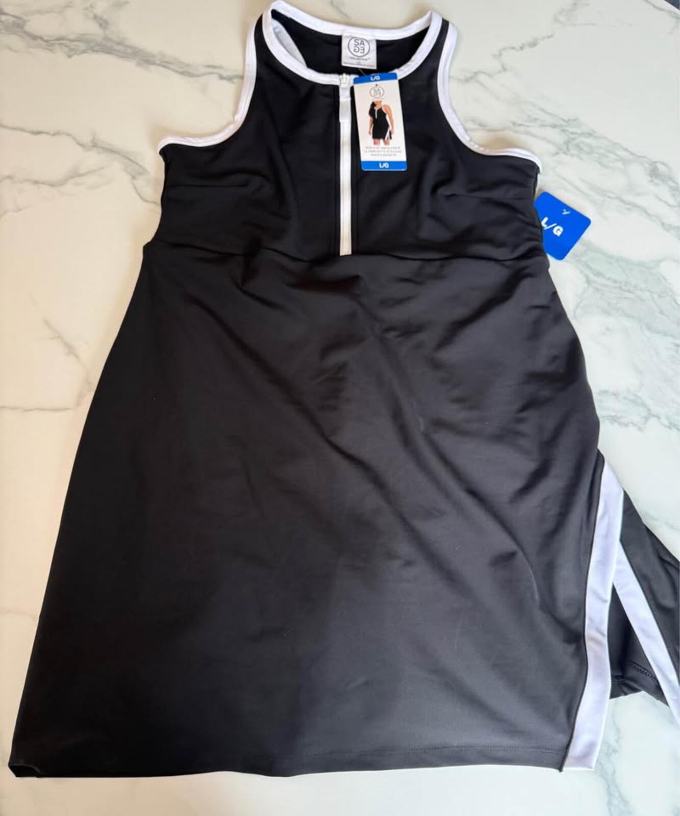 SA DE COLLECTIVE Black Zipper Front Racerback Dress L/G