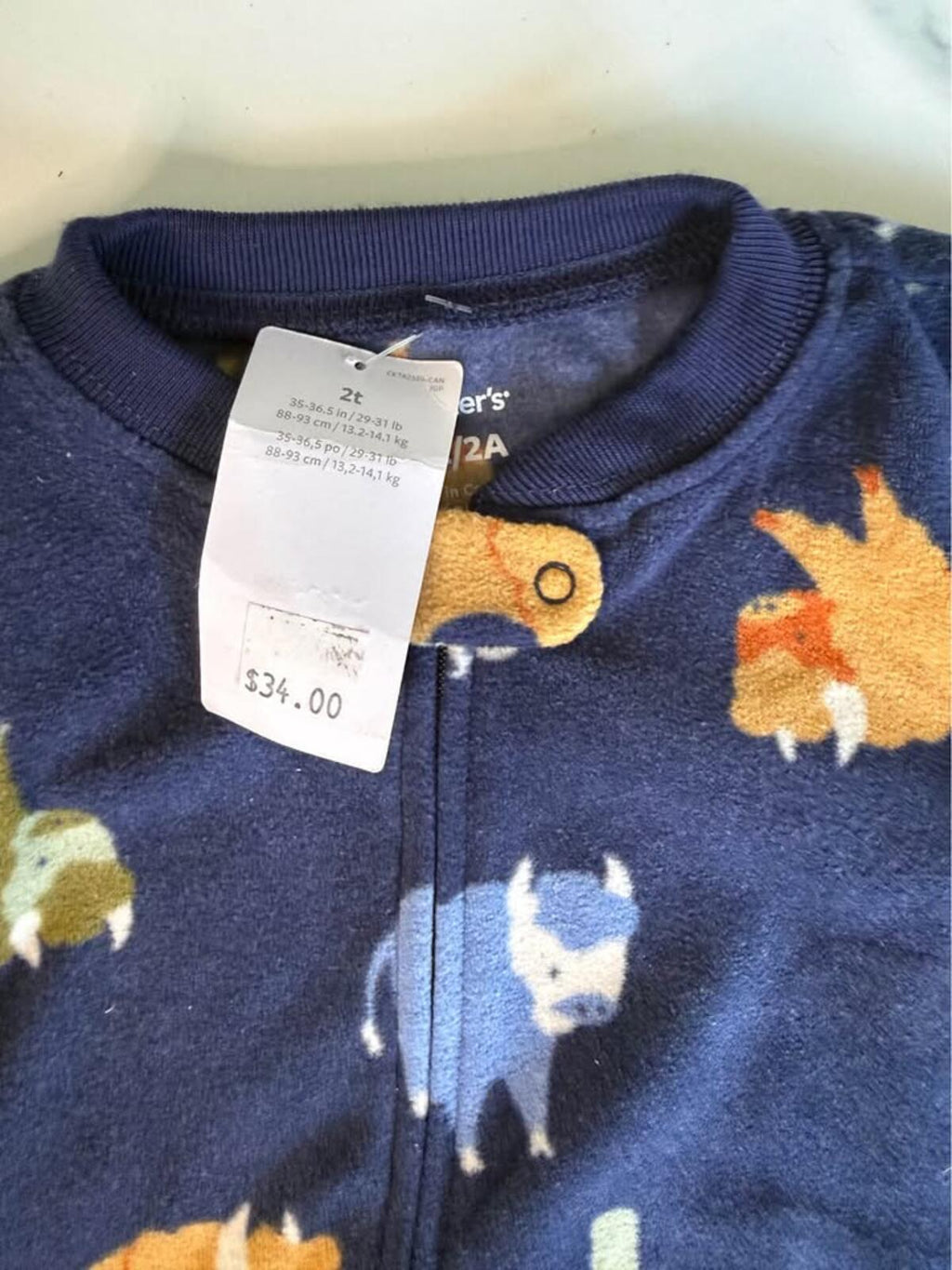 Carter's 2T Baby Footed Sleeper Pajama Animal Print