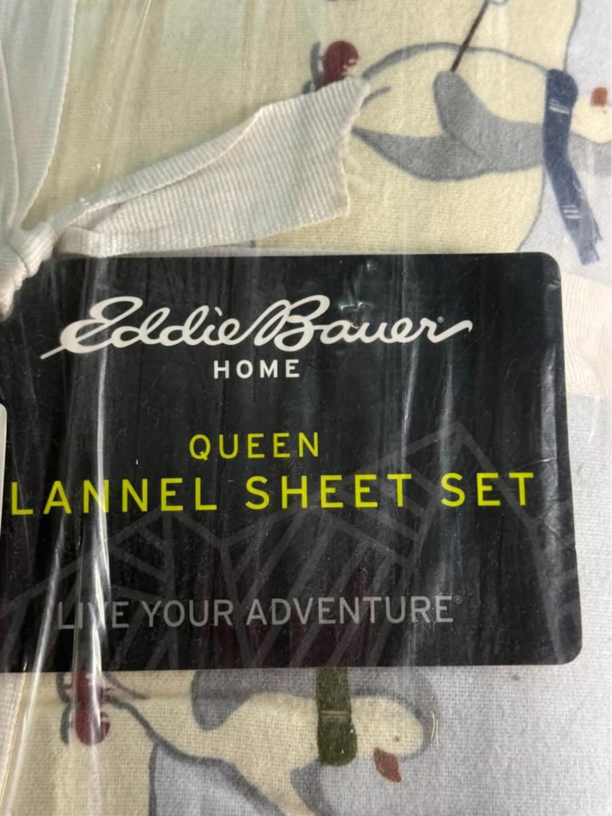 Eddie Bauer Queen Flannel Sheet Set Penguin Design