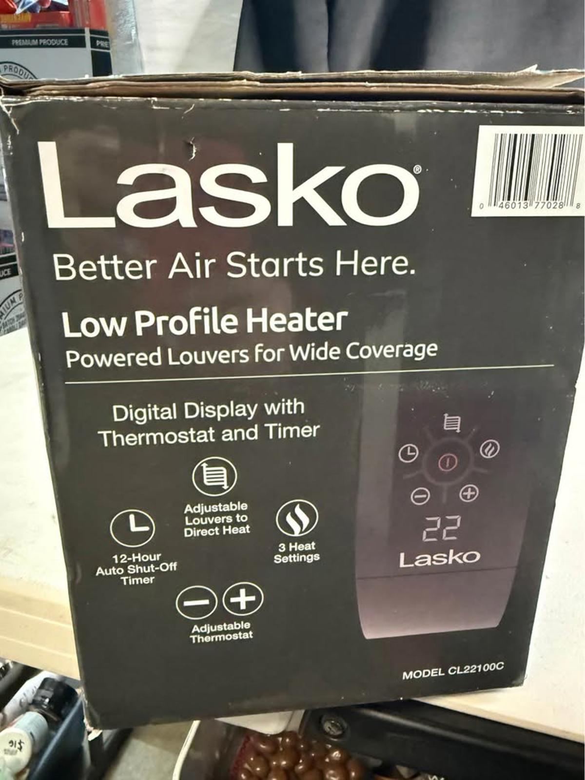 Lasko Low Profile Heater CL22100C with Remote Digital Display