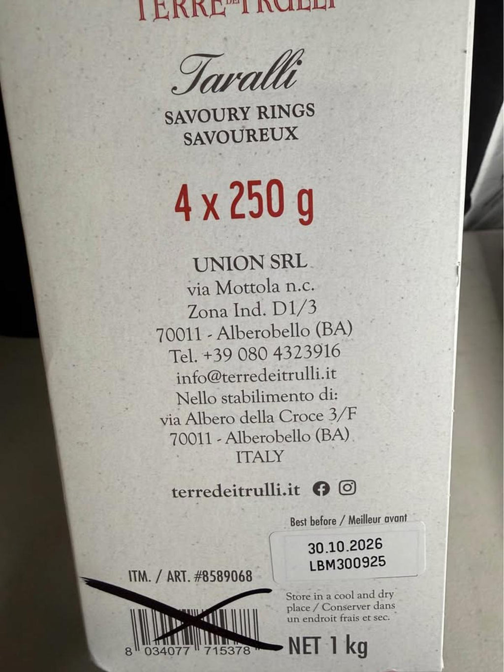 Terre dei Trulli Taralli Savoury Rings 1kg Multipack