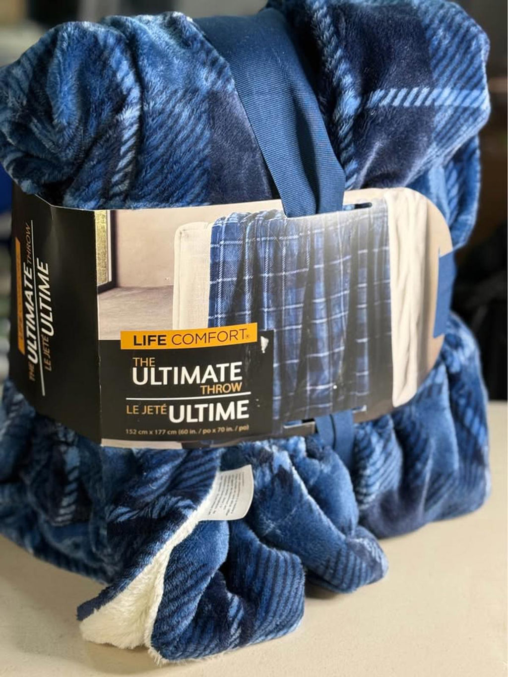 New Life Comfort Ultimate Throw Blue Plaid Blanket