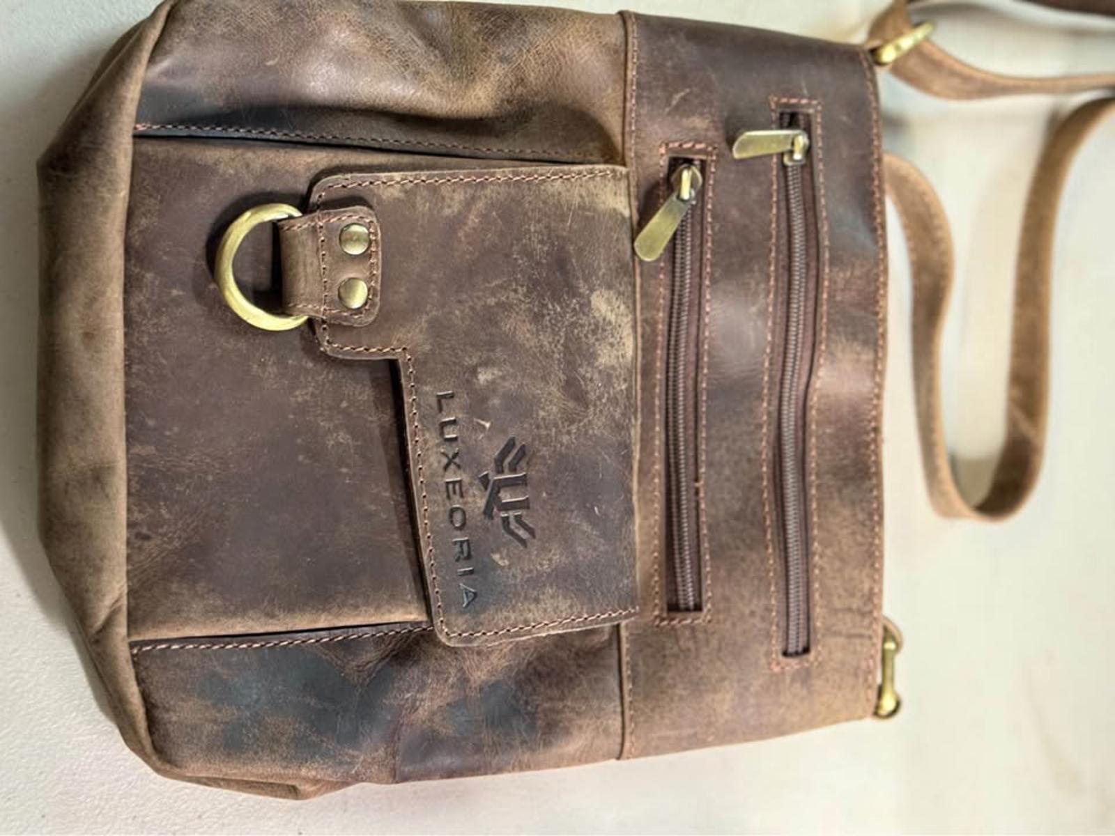 LUXEORIA Brown Leather Crossbody Bag