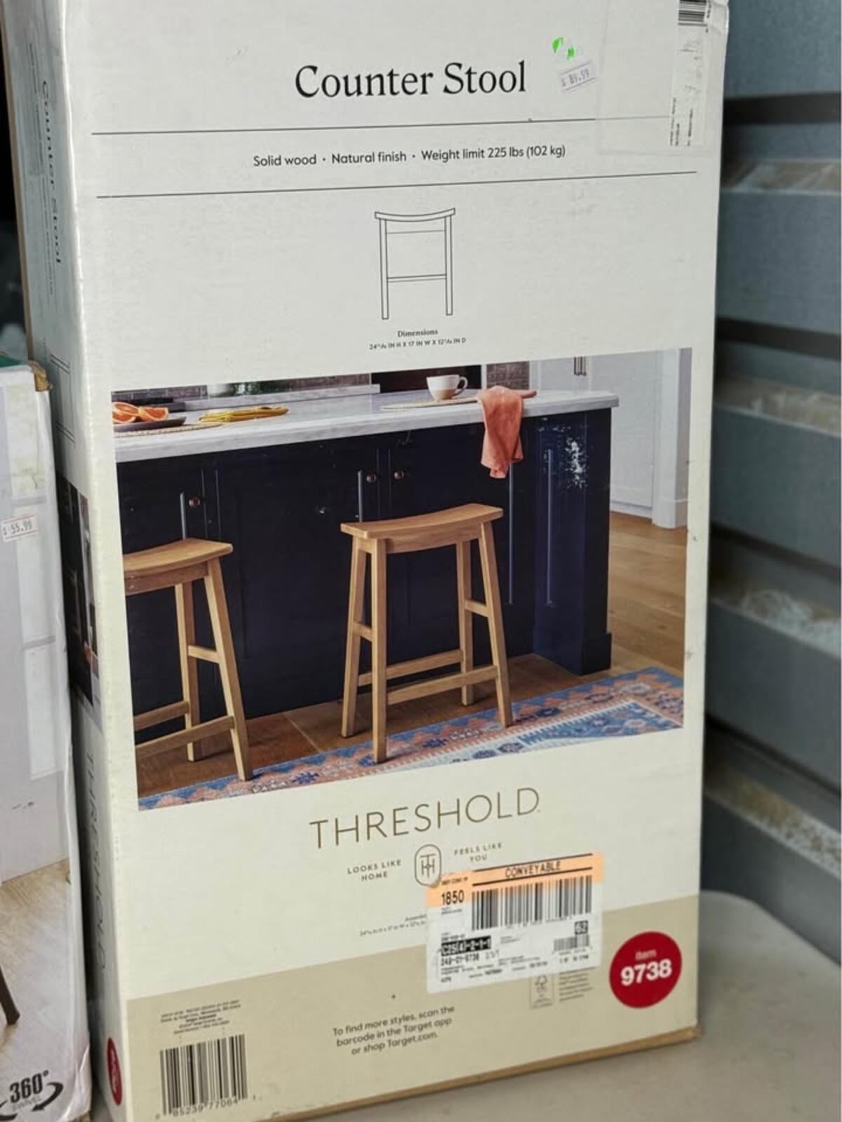 Threshold Solid Wood Counter Stool Natural Finish