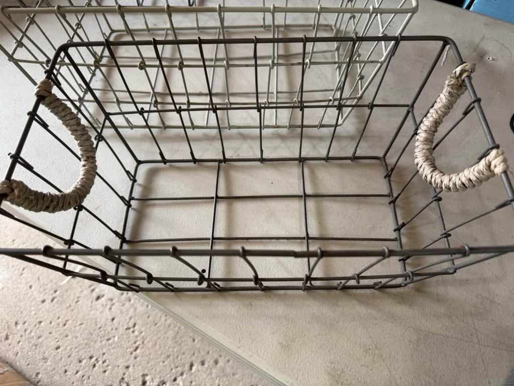 Set of 3 Wire Storage Baskets with Rope Handles