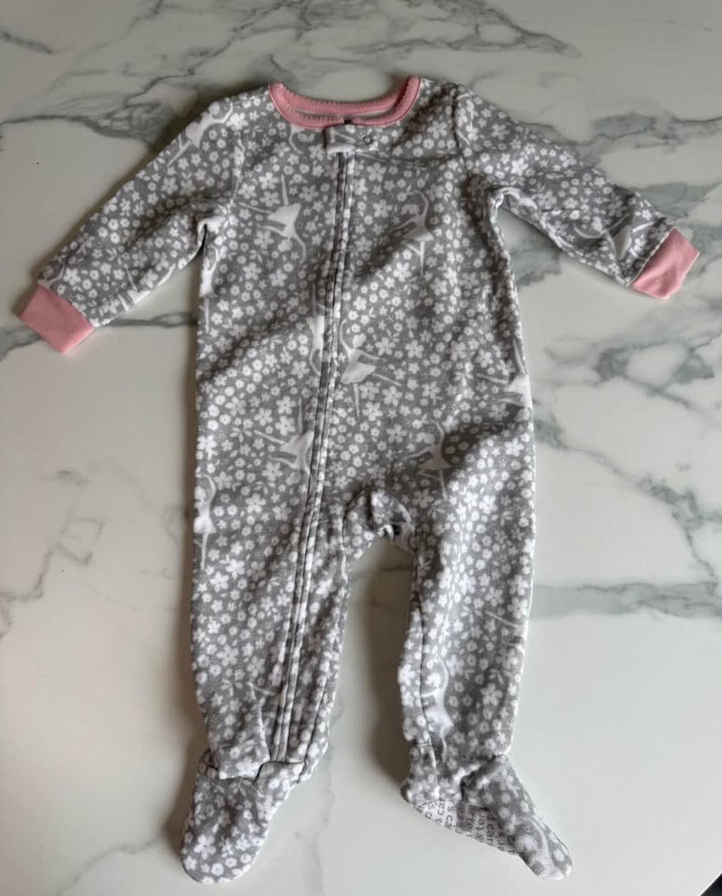 Carter's 12m Grey Ballerina Floral Footed Sleeper