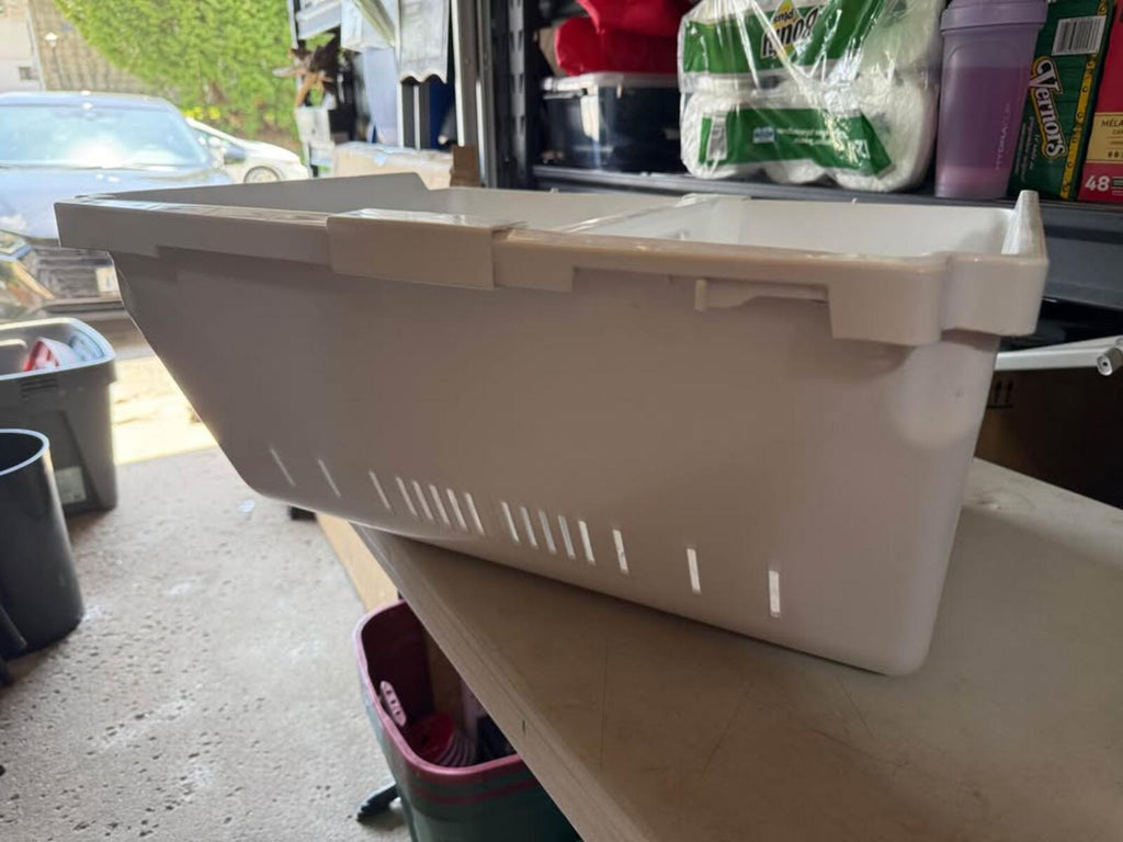 White Plastic Storage Bin with Divider