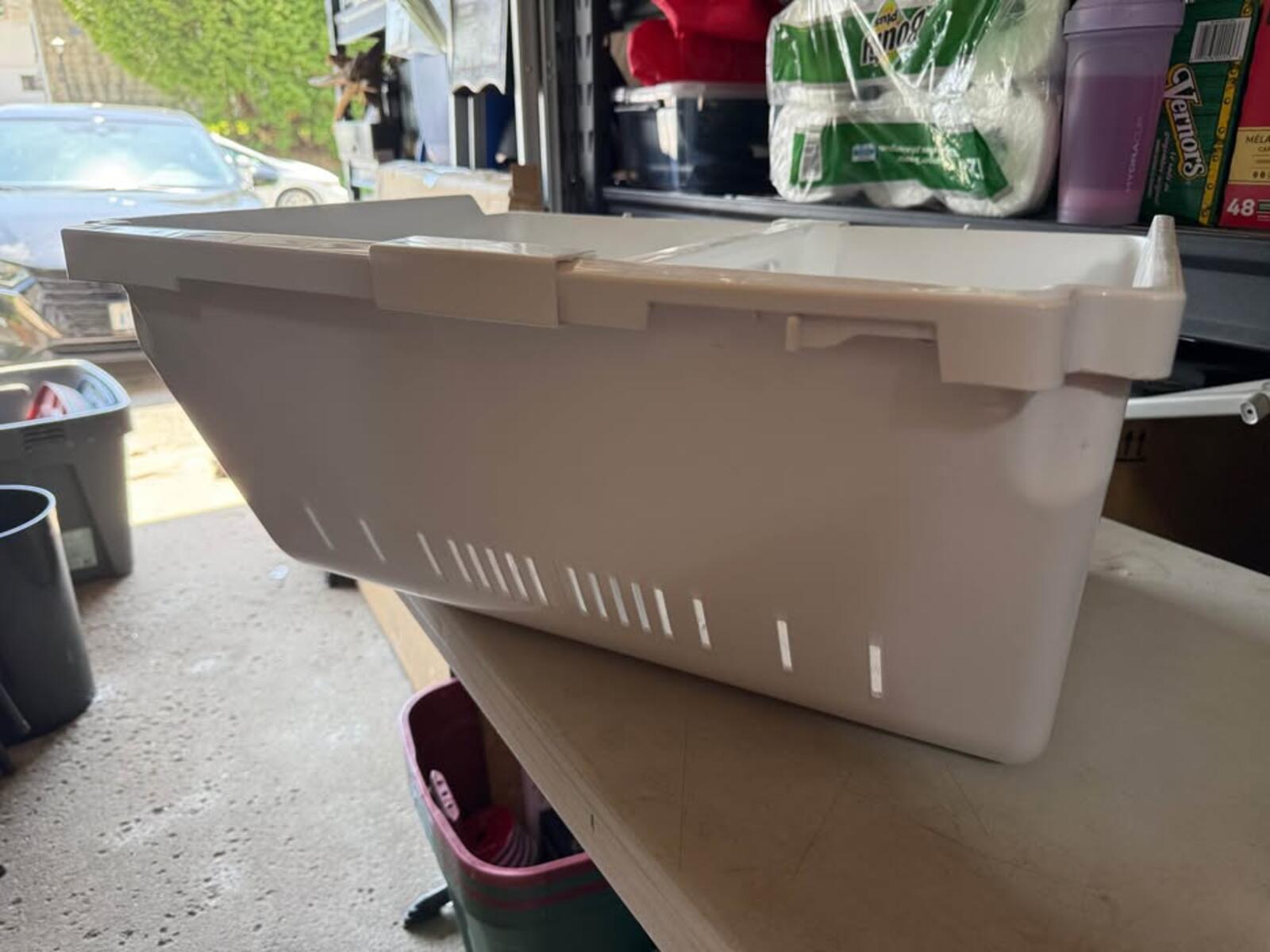 White Plastic Storage Bin with Divider