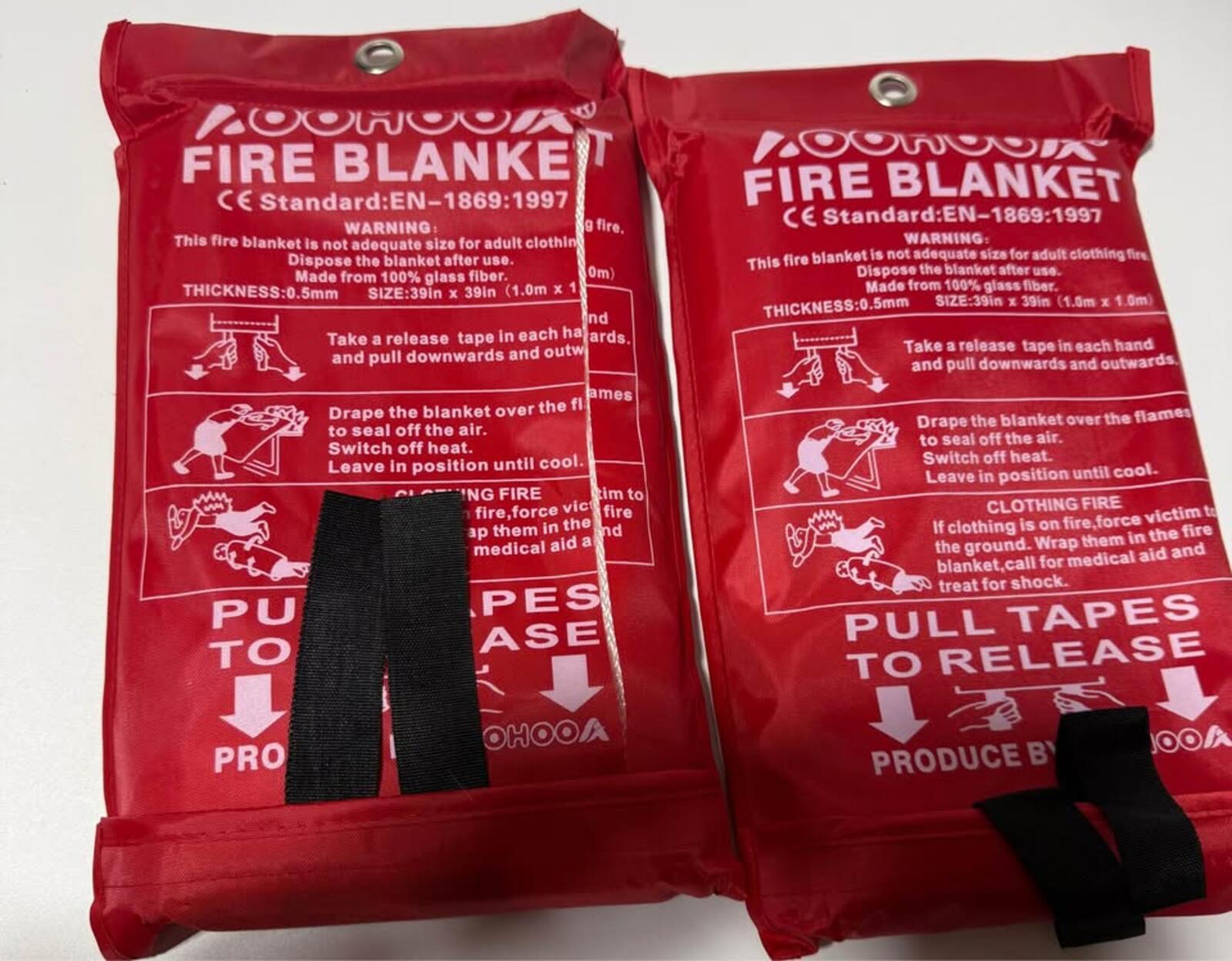 Two ZOOHOOA Fire Blankets 39x39in