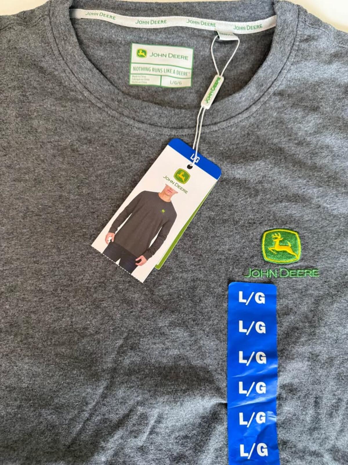 John Deere Gray Long Sleeve Shirt Large New with Tags