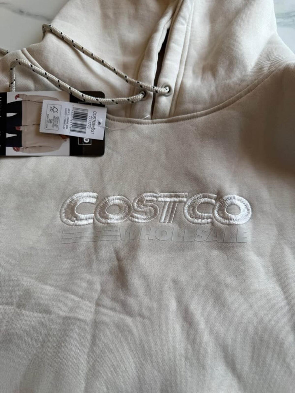Kirkland Signature Unisex Logo Hoodie Beige Men's M Ladies' L