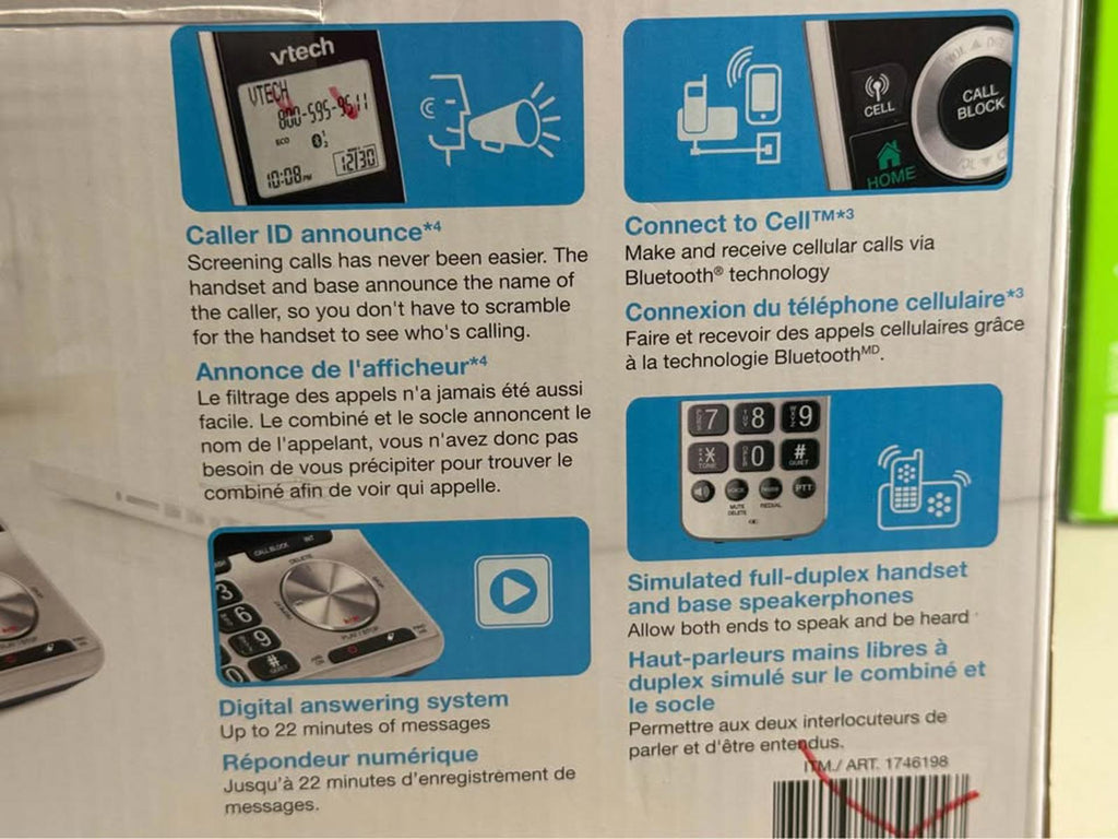 Vtech Connect to Cell Bluetooth Cordless Phone System 3 Handsets DS6451-3