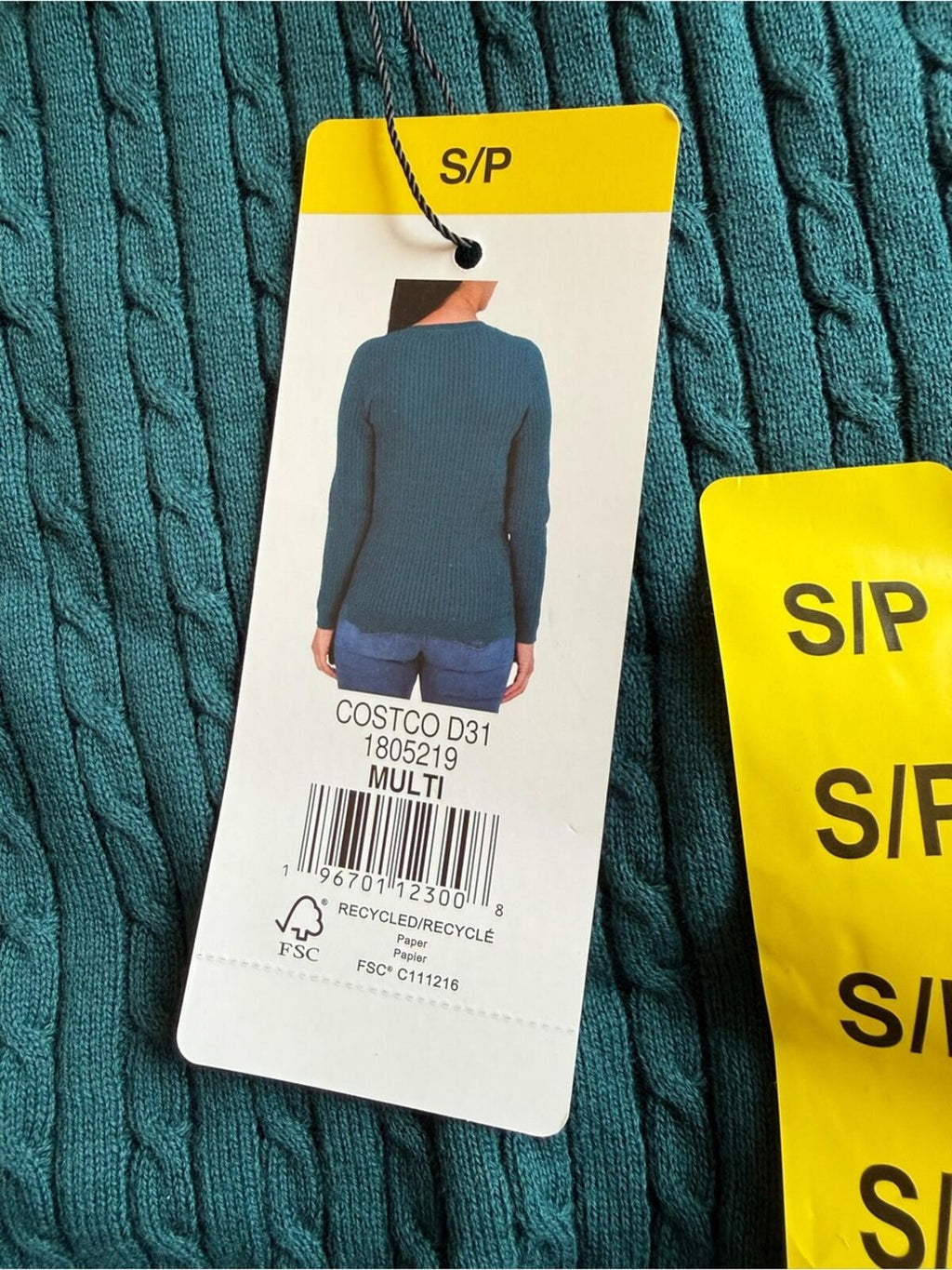Tommy Hilfiger Teal Cable Knit Crewneck Sweater