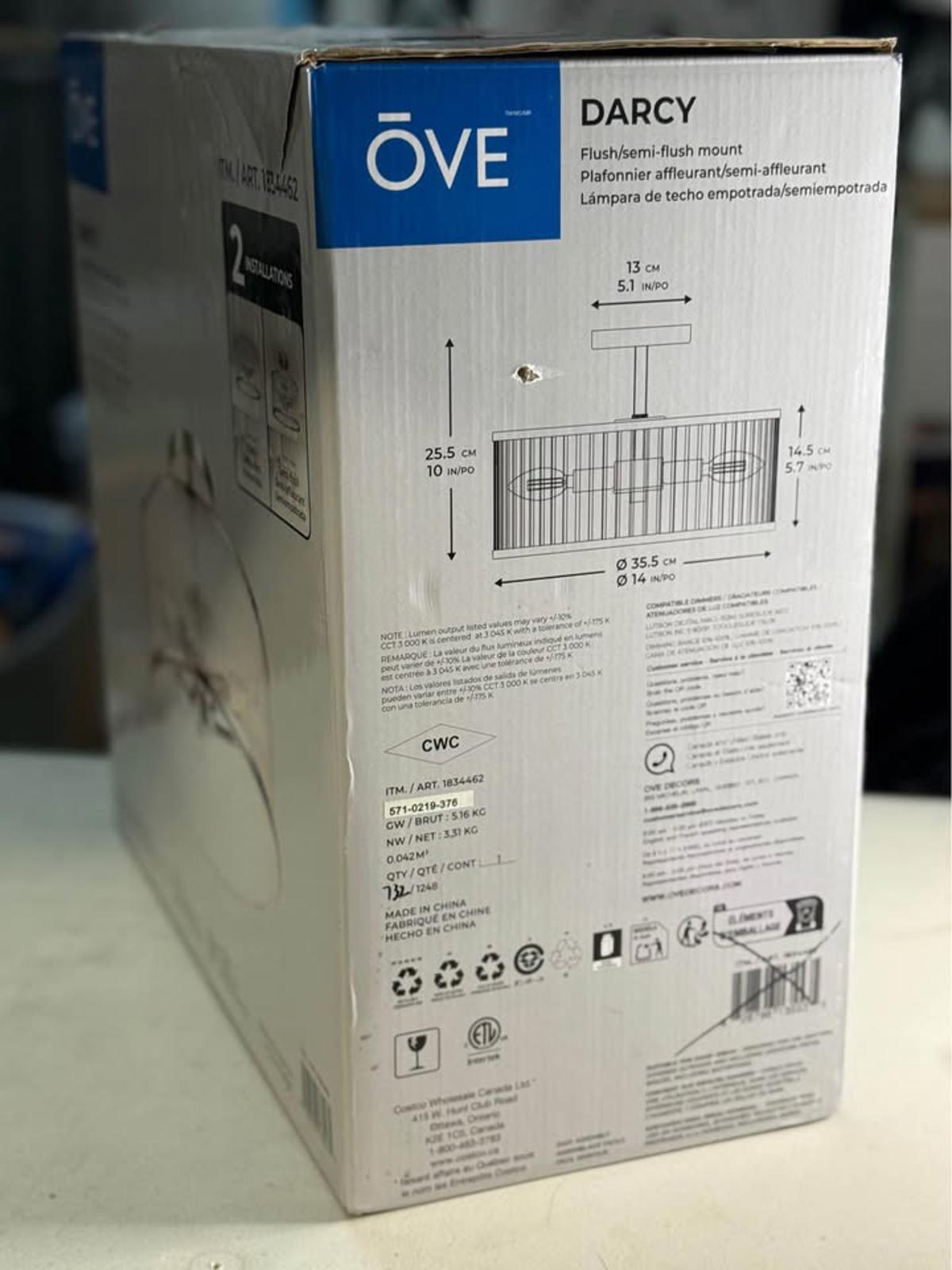 OVE Darcy Flush Mount Light Fixture New In Box