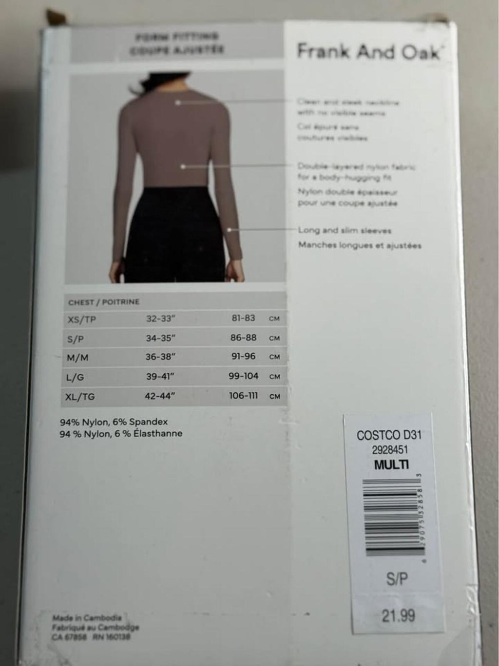 Frank And Oak Women's Smoothing Contour Long Sleeve Tee 2-Pack S/P Multi