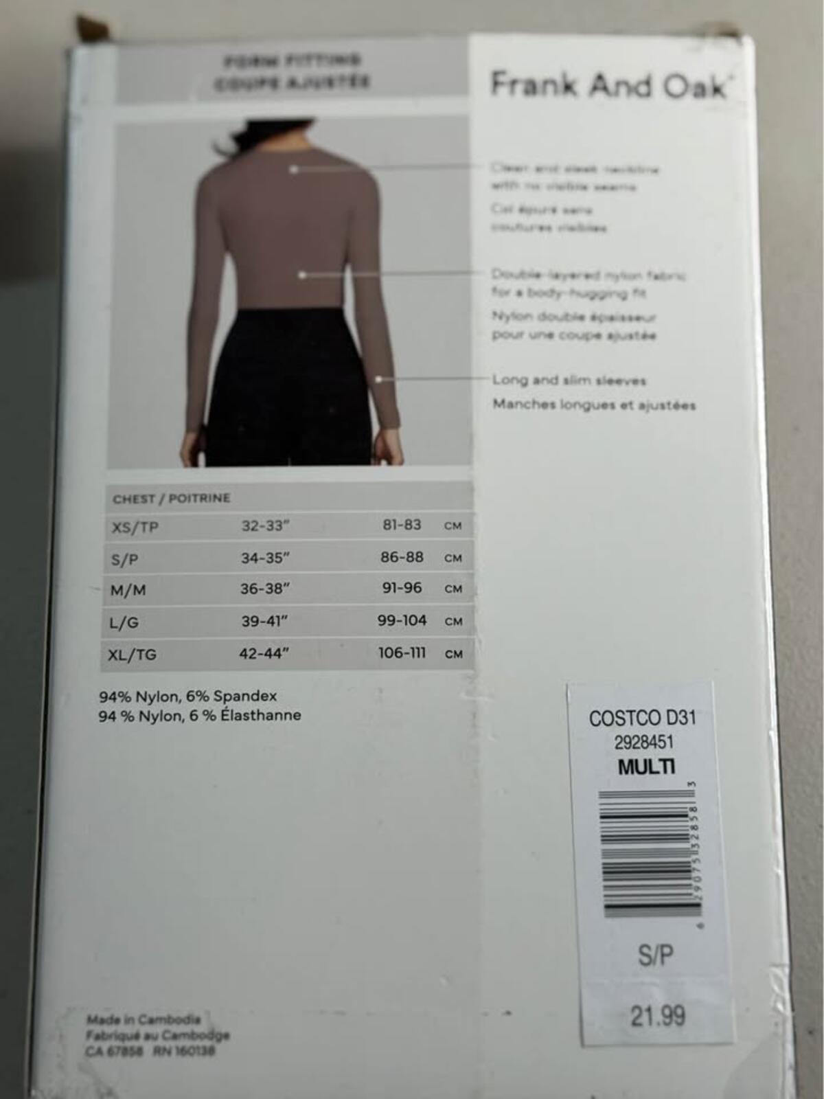 Frank And Oak Women's Smoothing Contour Long Sleeve Tee 2-Pack S/P Multi