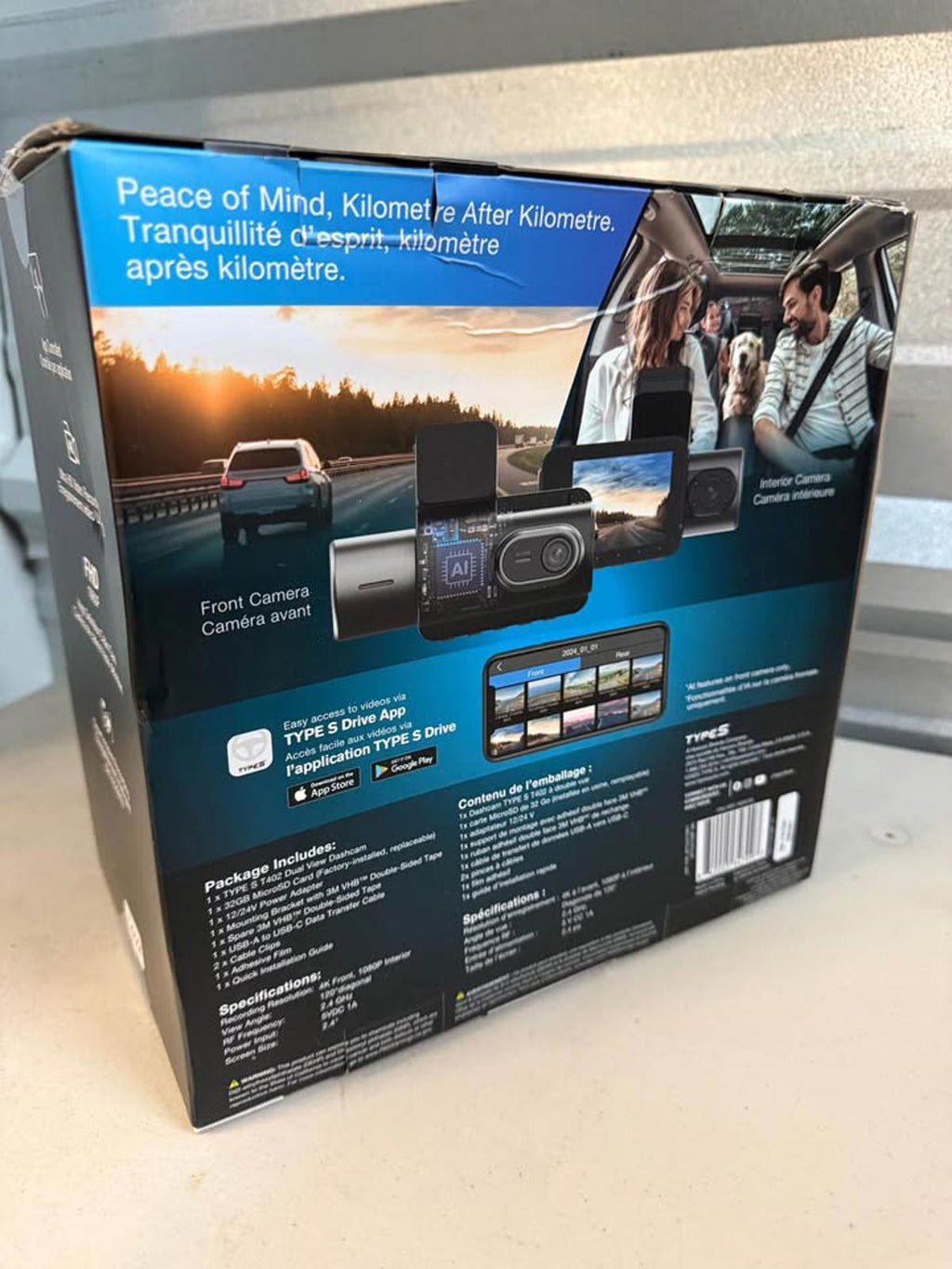 TYPES T402 Dual View 4K Dashcam with 32GB MicroSD AI Features
