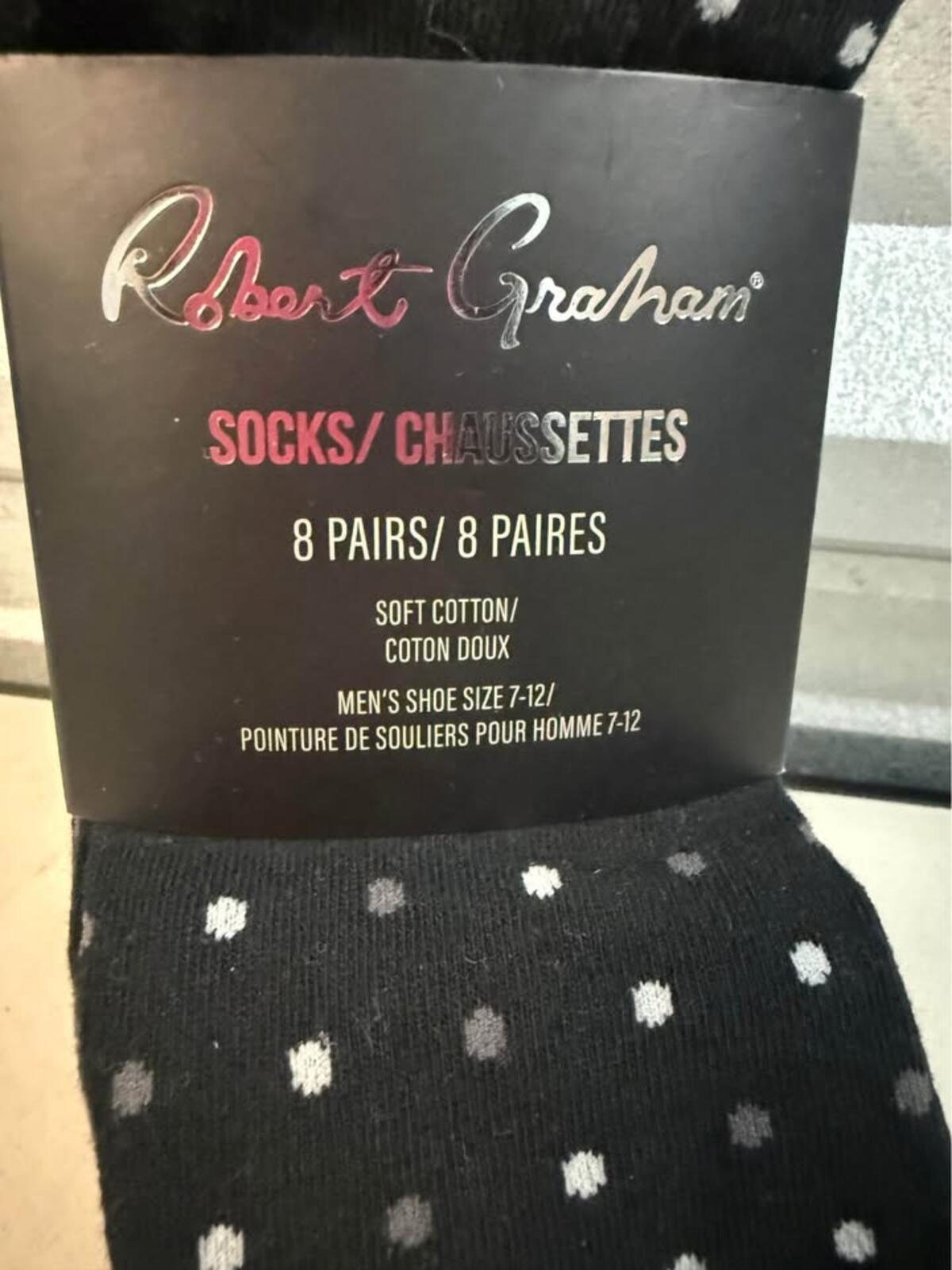 Robert Graham 8 Pair Soft Cotton Socks Men's Shoe Size 7-12