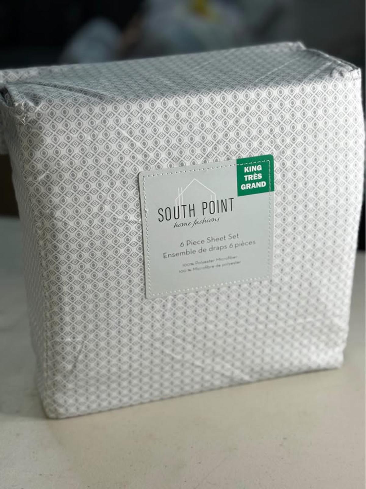 South Point King 6 Piece Microfiber Sheet Set Grey Geometric