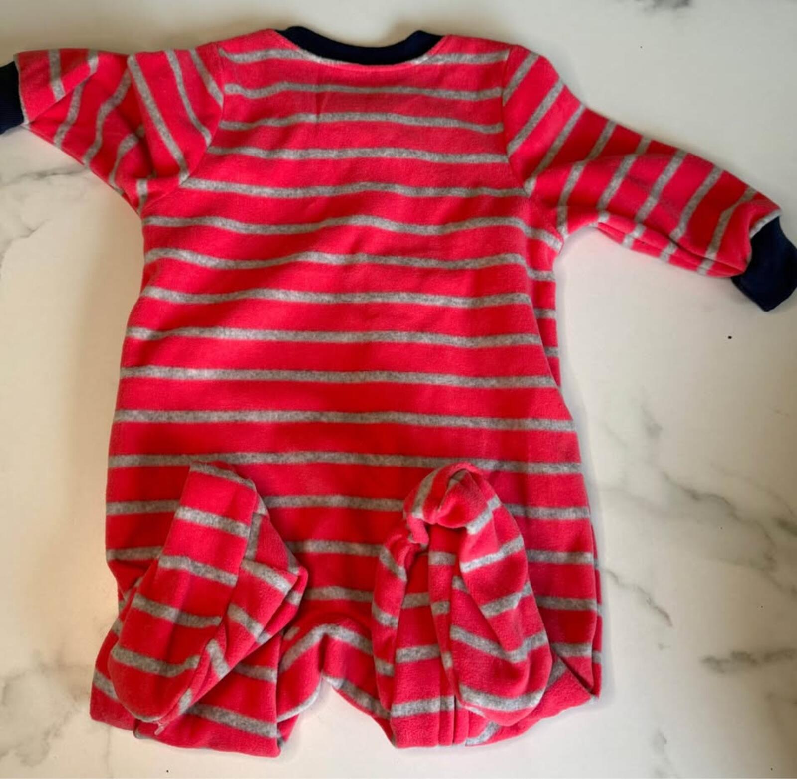 Carter's Red Striped Truck Dog Footed PJs 6M