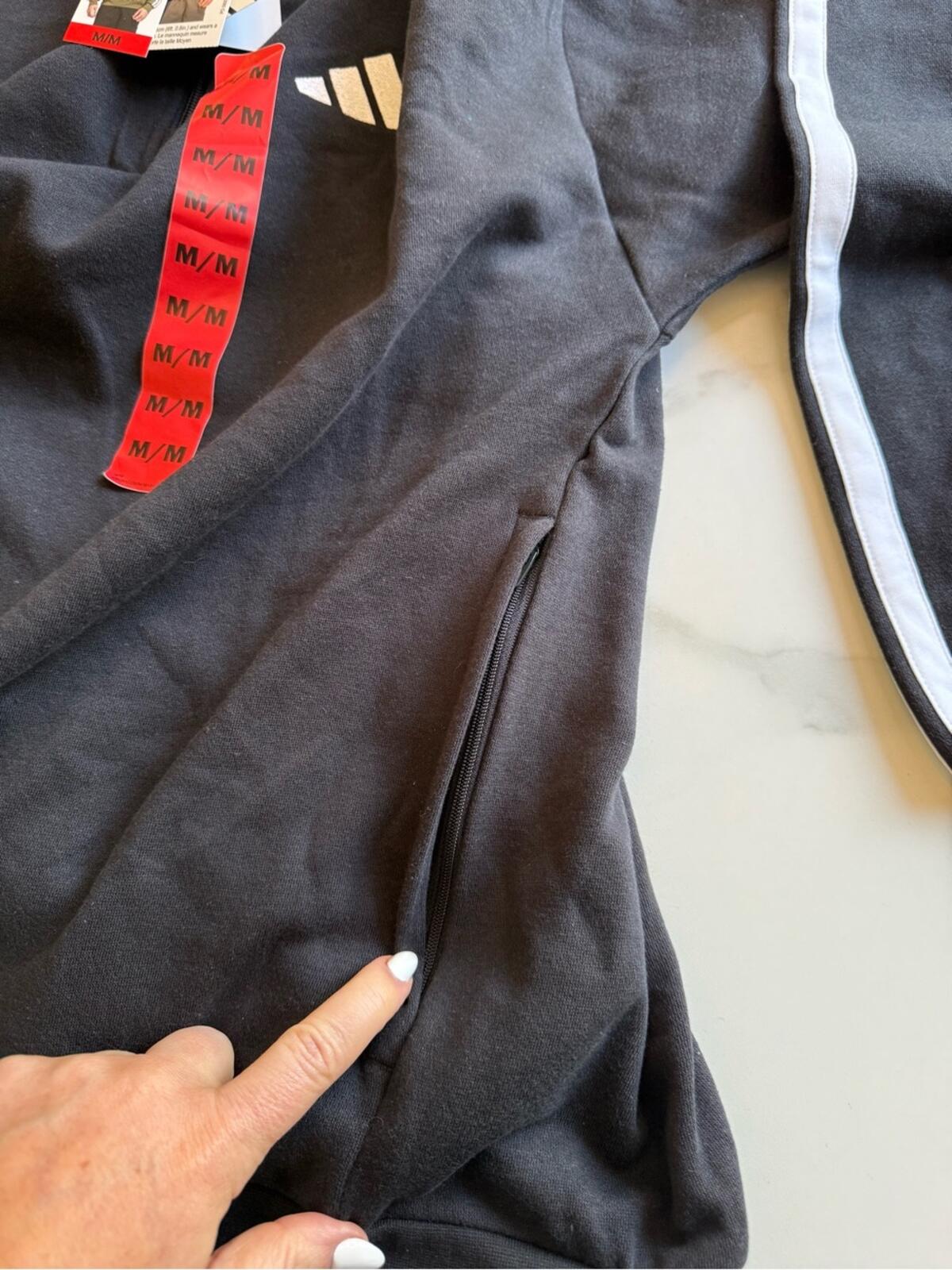 adidas Black Quarter-Zip Pullover with White Logo
