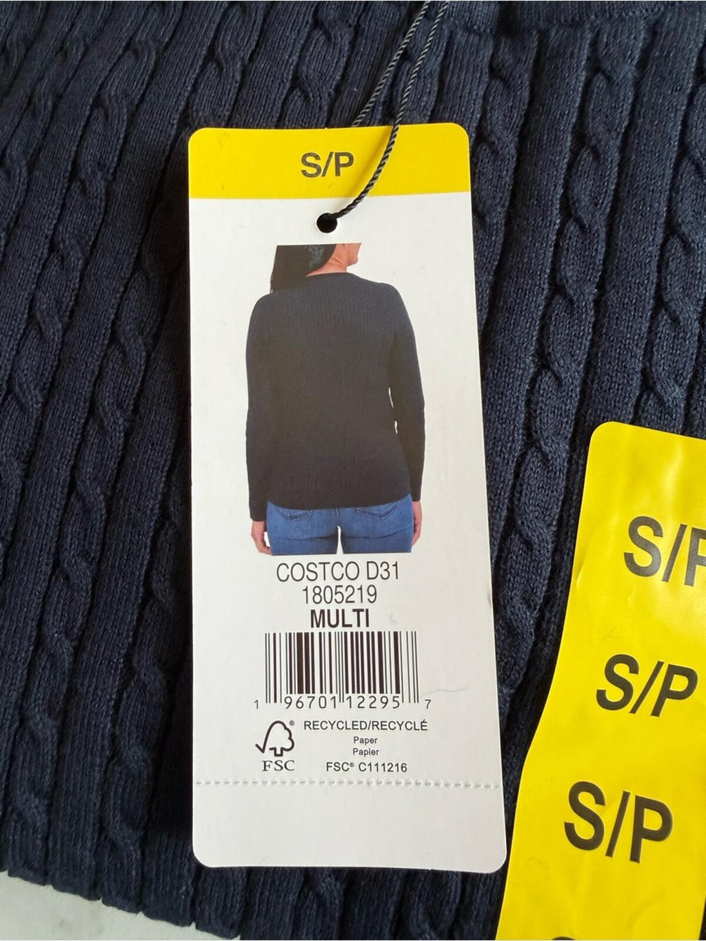 Tommy Hilfiger womens Navy Cable-Knit Crewneck Sweater