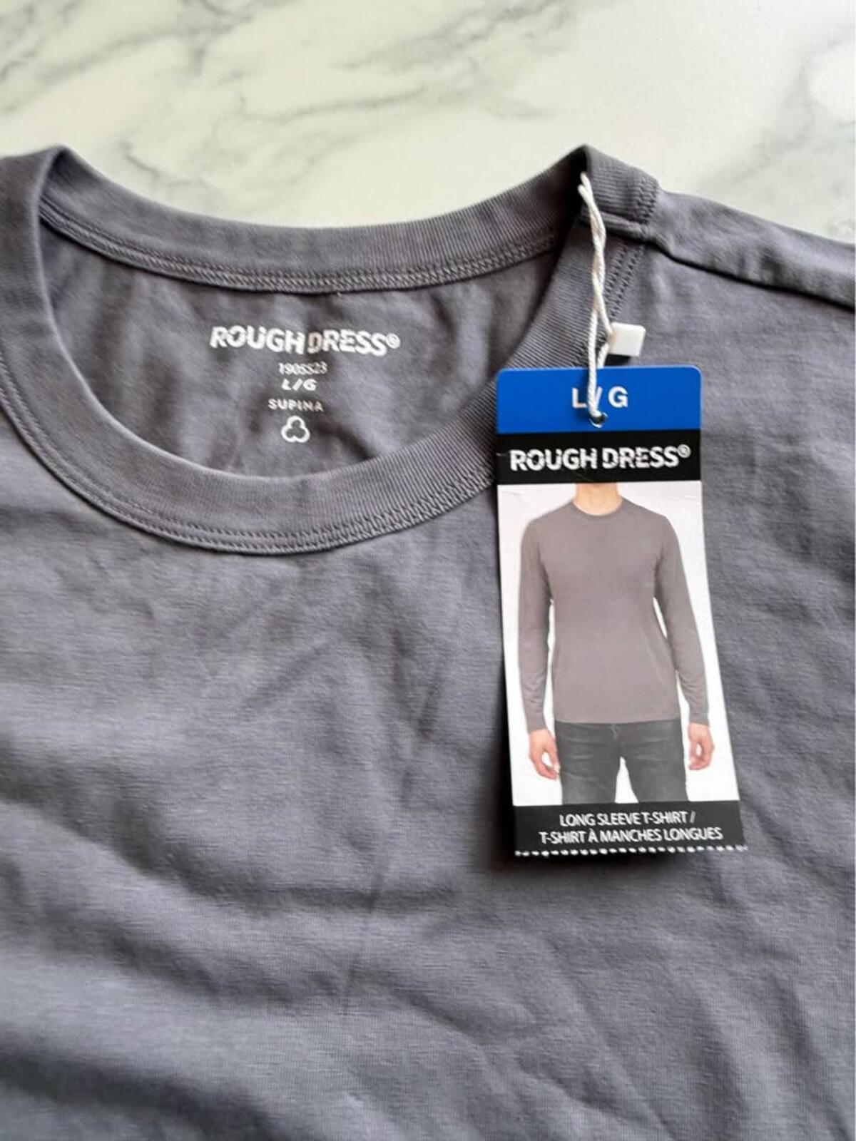 ROUGH DRESS Grey Long Sleeve T-Shirt Large