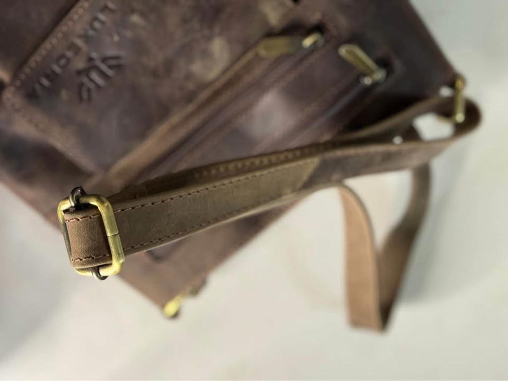 LUXEORIA Brown Leather Crossbody Bag