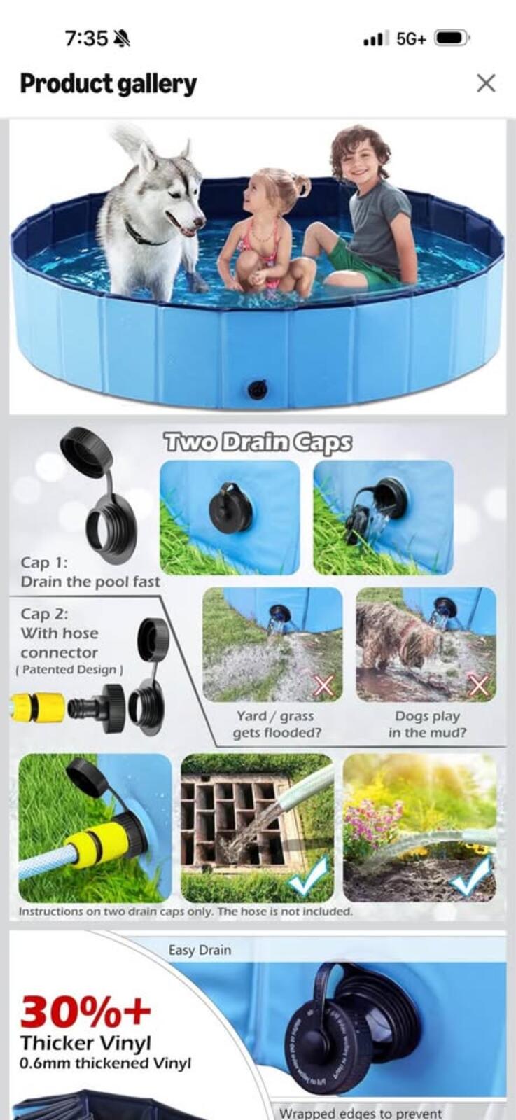 Jasonwell Foldable Dog Pool XXXL