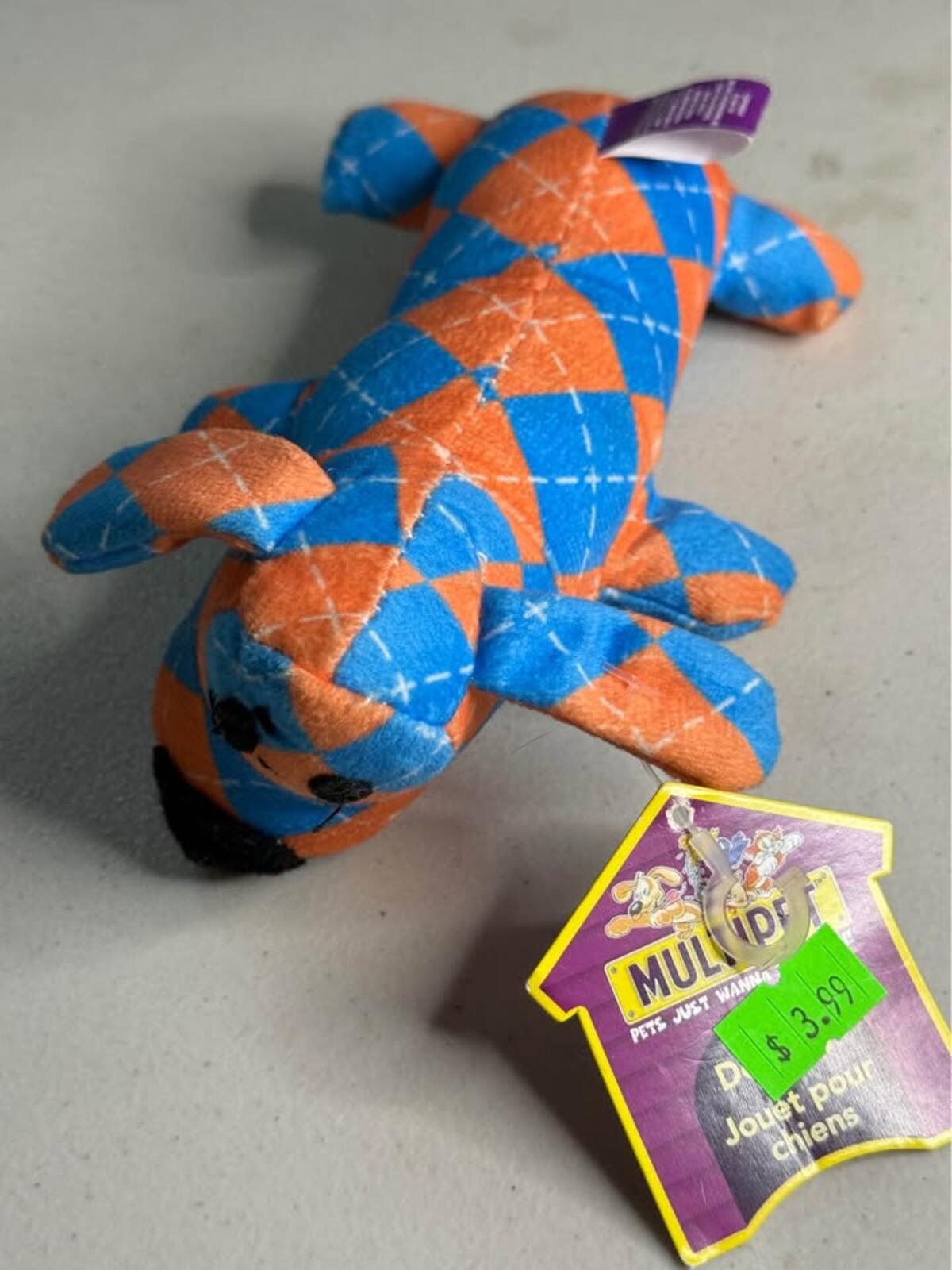 New Mulide Dog Toy Argyle Blue Orange