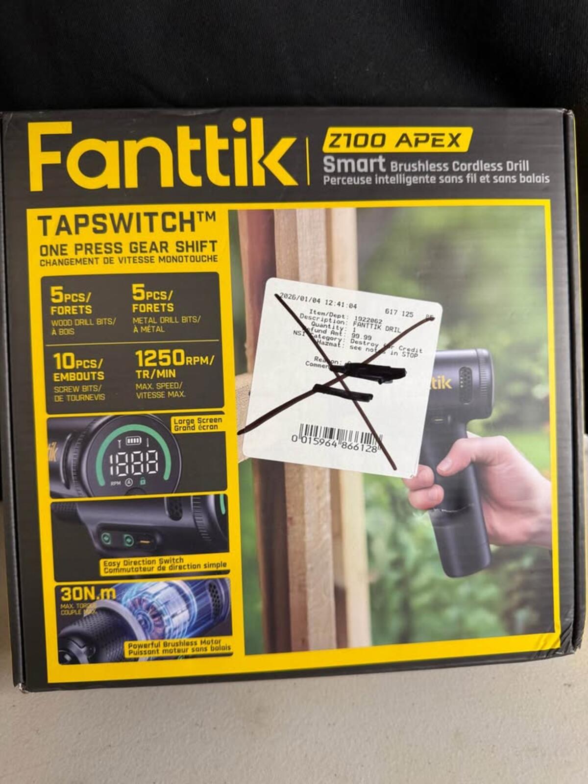 Fanttik Z100 APEX Smart Brushless Cordless Drill with bits