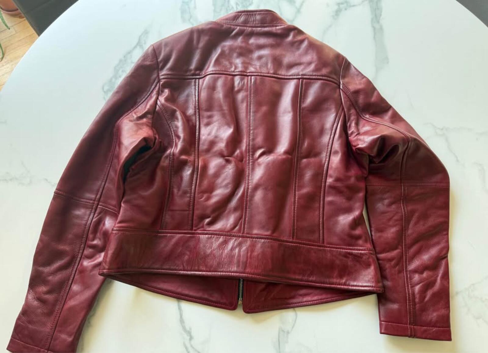 Real Leather Jacket Burgundy Size L