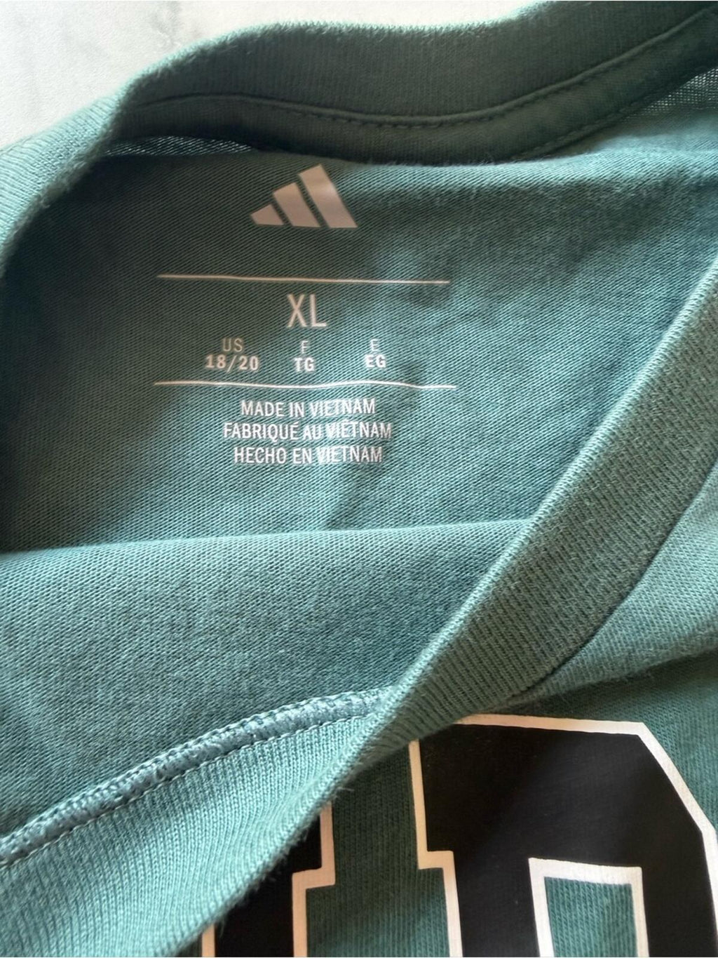 adidas Men's Teal Green Long-Sleeve Logo Tee