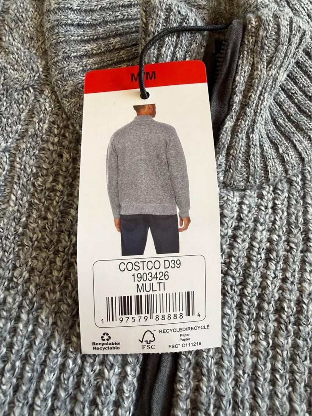 Buffalo David Bitton Men's Grey Full-Zip Cable Knit Sweater M/M