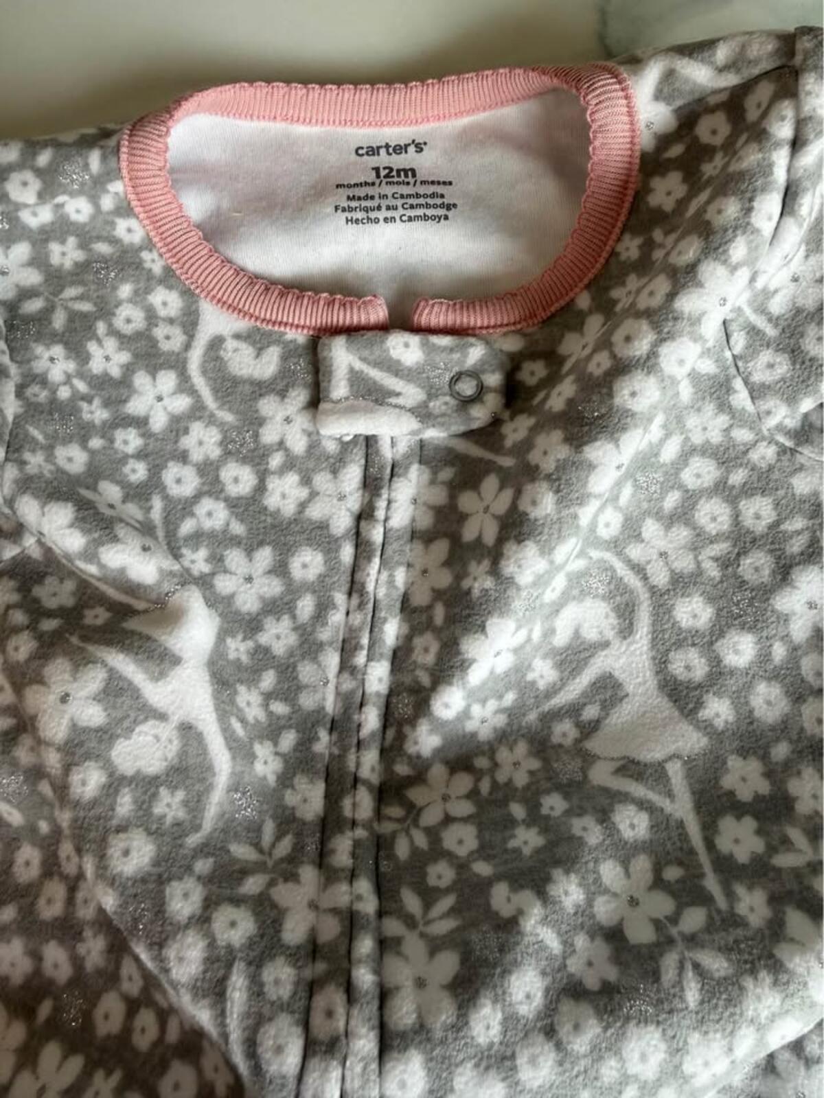 Carter's 12m Grey Ballerina Floral Footed Sleeper