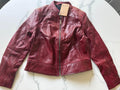 Real Leather Jacket Burgundy Size L