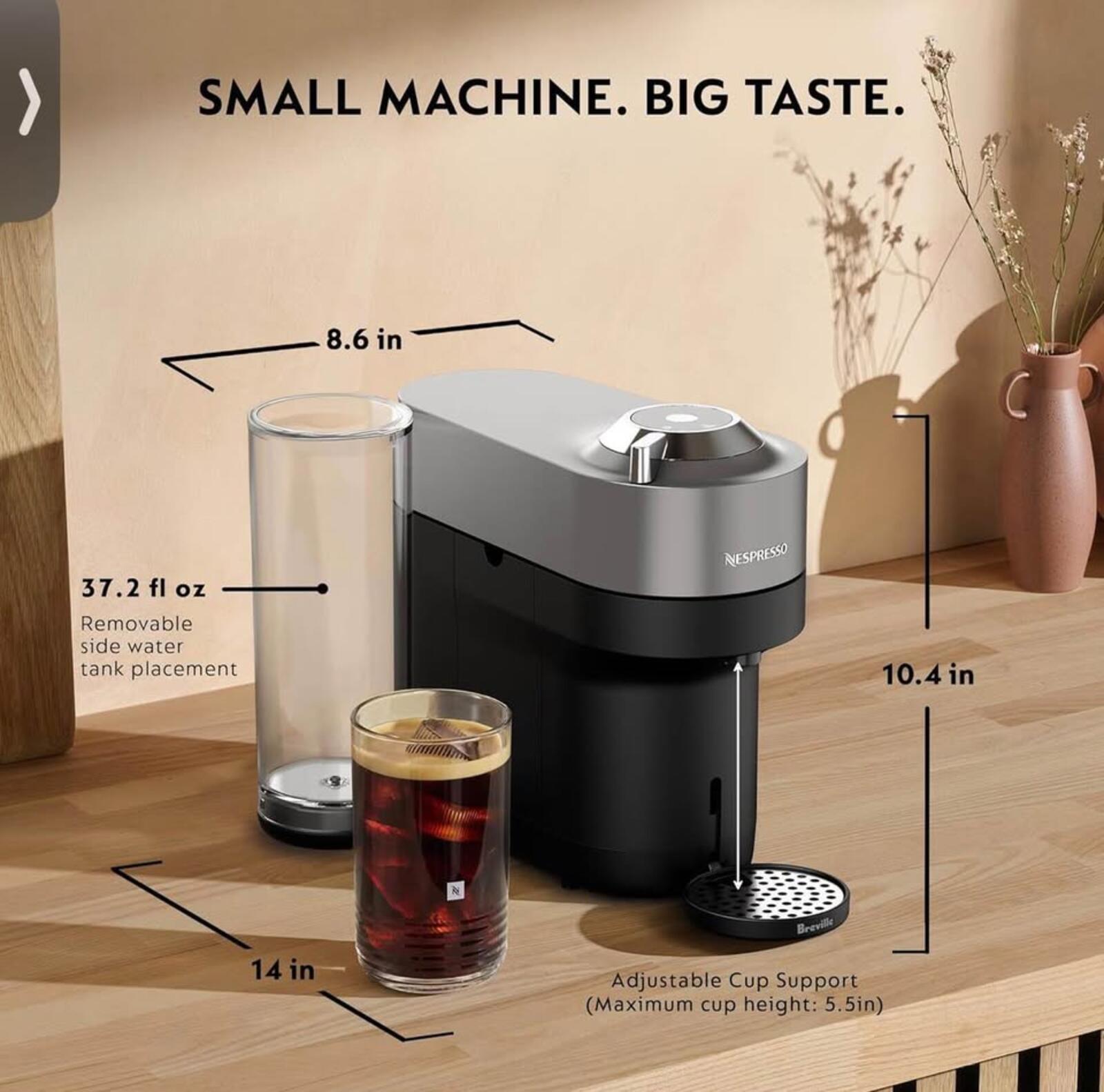 Nespresso Vertuo Pop+ Coffee Maker & Milk Frother Titan