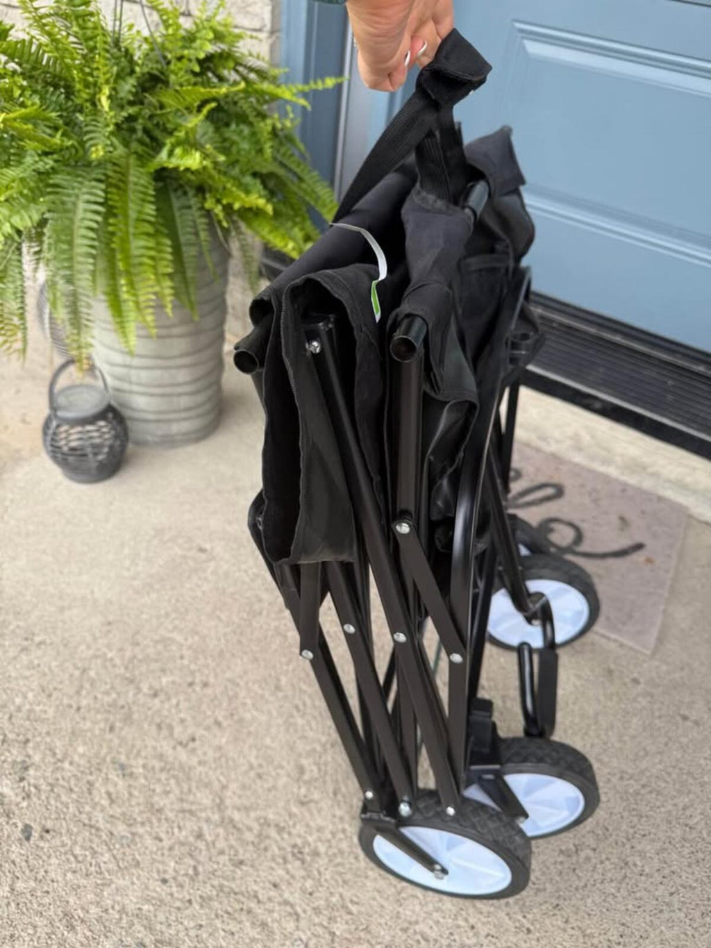 Black folding utility wagon