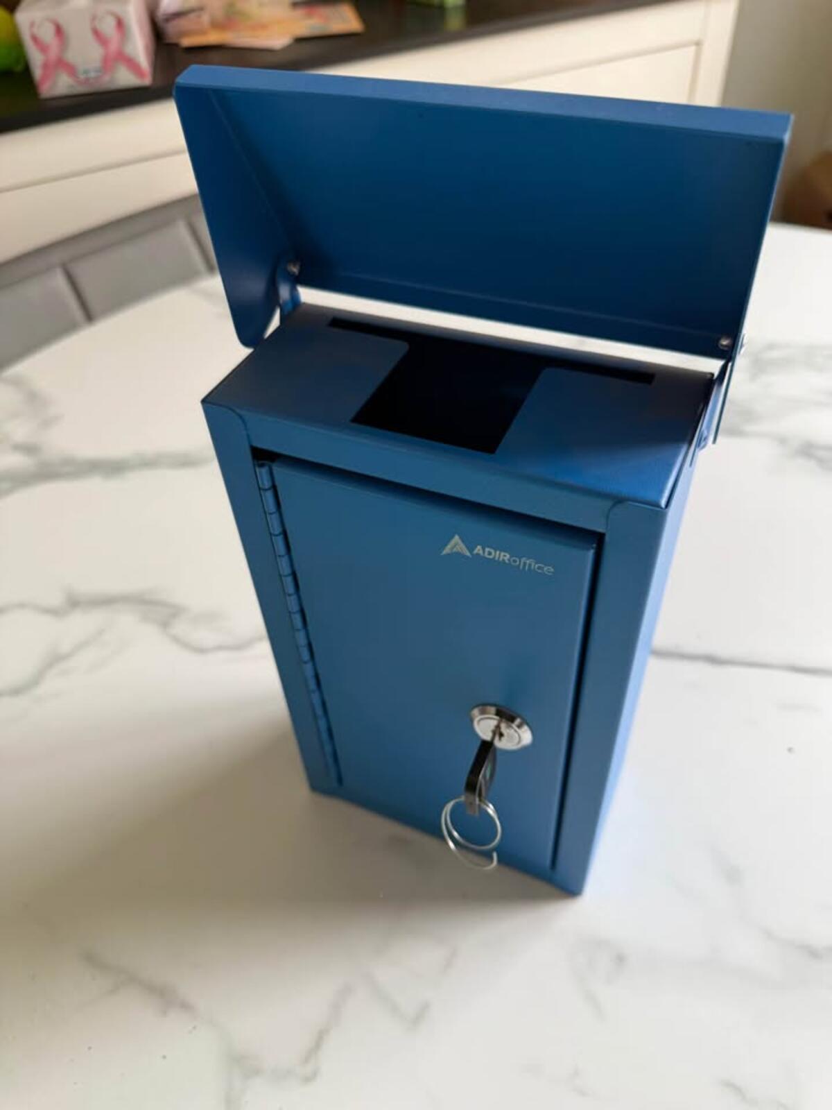 ADIRoffice Blue Metal Mailbox Drop Box with Key