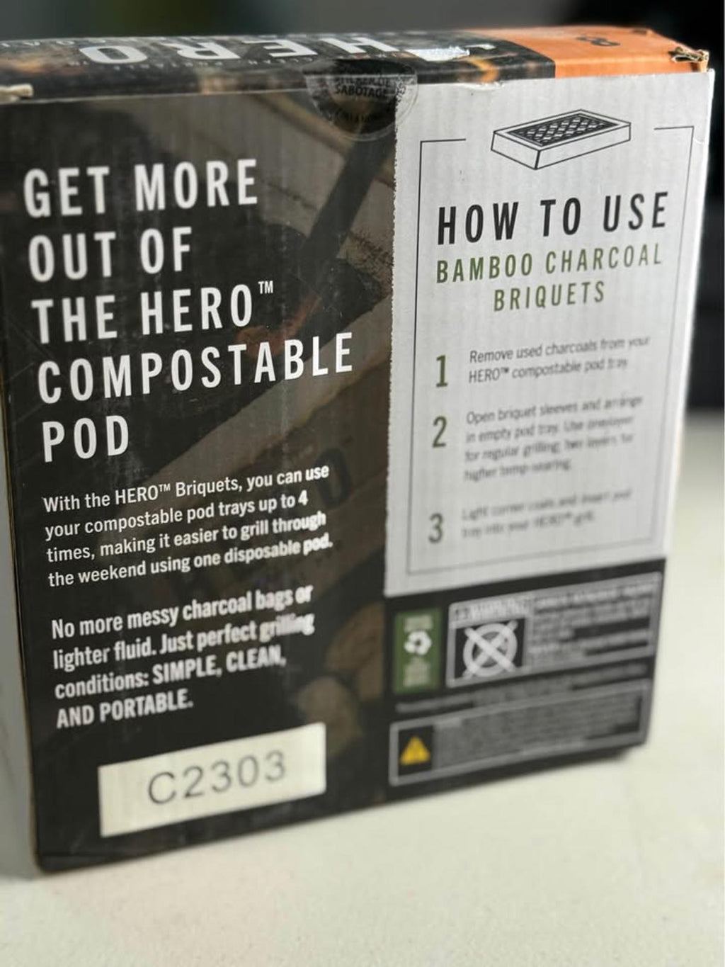 HERO Fire & Flavor Bamboo Charcoal Briquets 8 Sleeves New