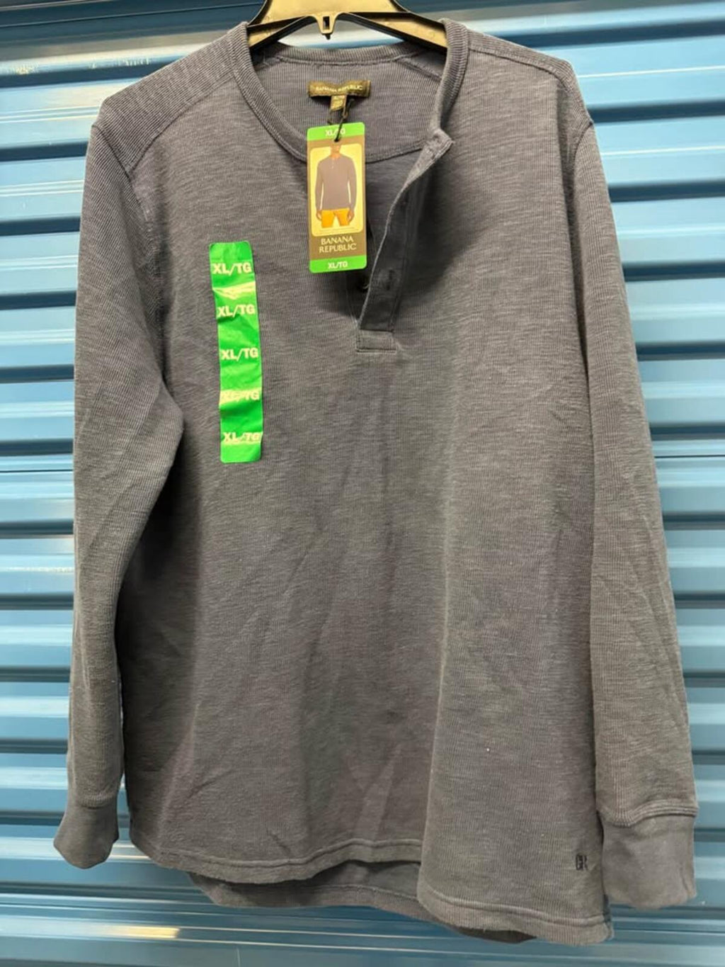 Banana Republic New Blue-Gray Henley Long Sleeve Shirt XL/TG
