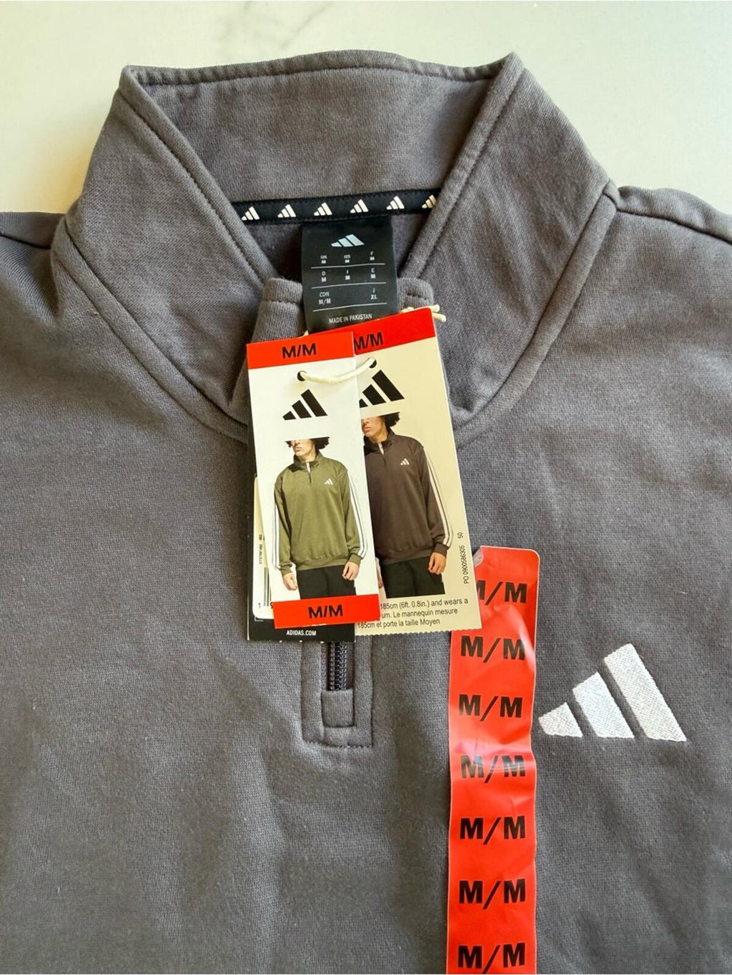 adidas Gray Quarter-Zip Pullover with White Logo