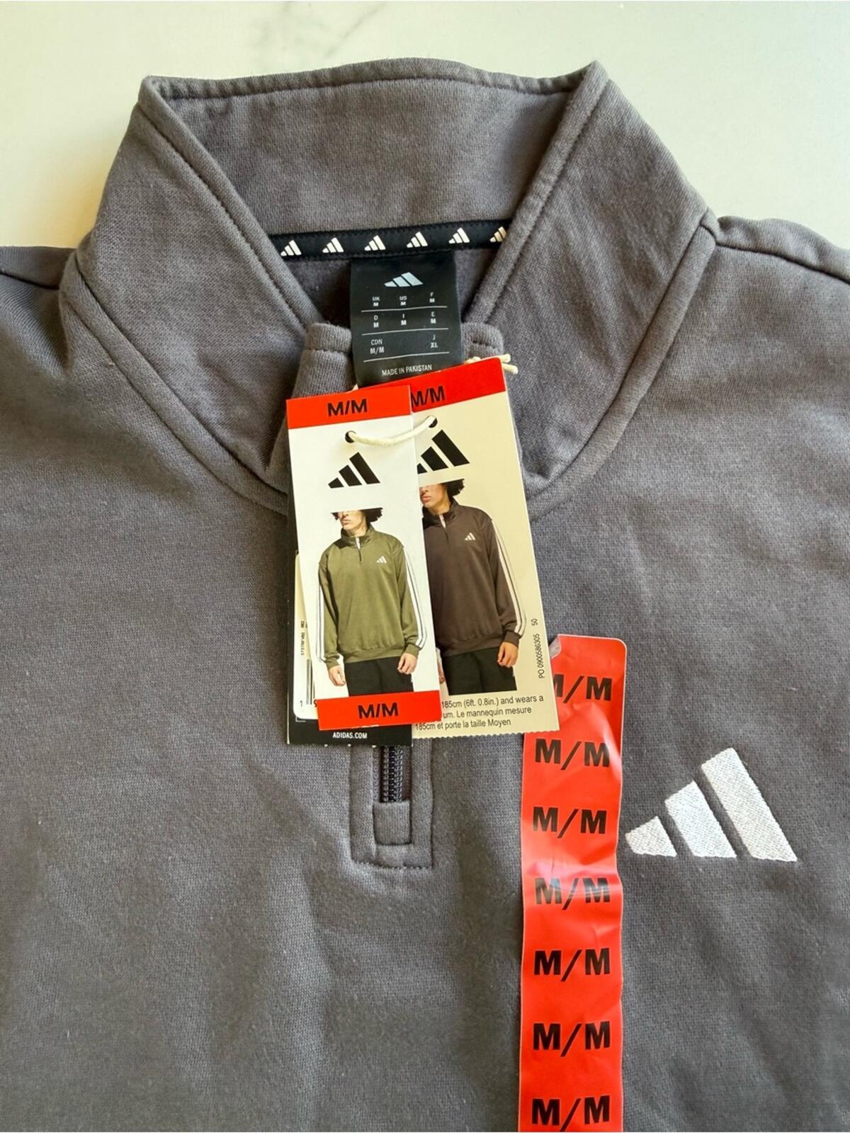 adidas Gray Quarter-Zip Pullover with White Logo