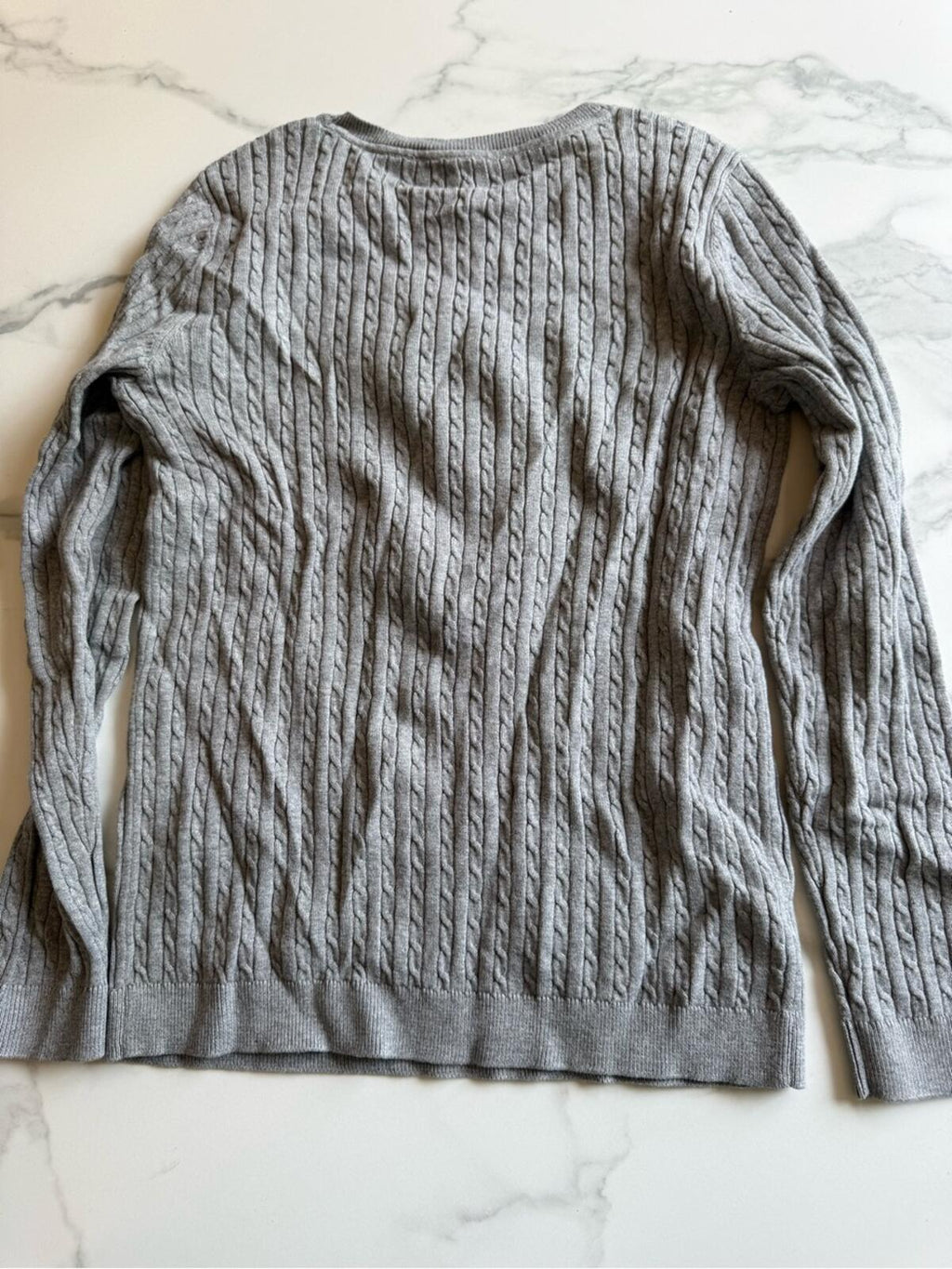 Tommy Hilfiger Light Gray Cable Knit Sweater