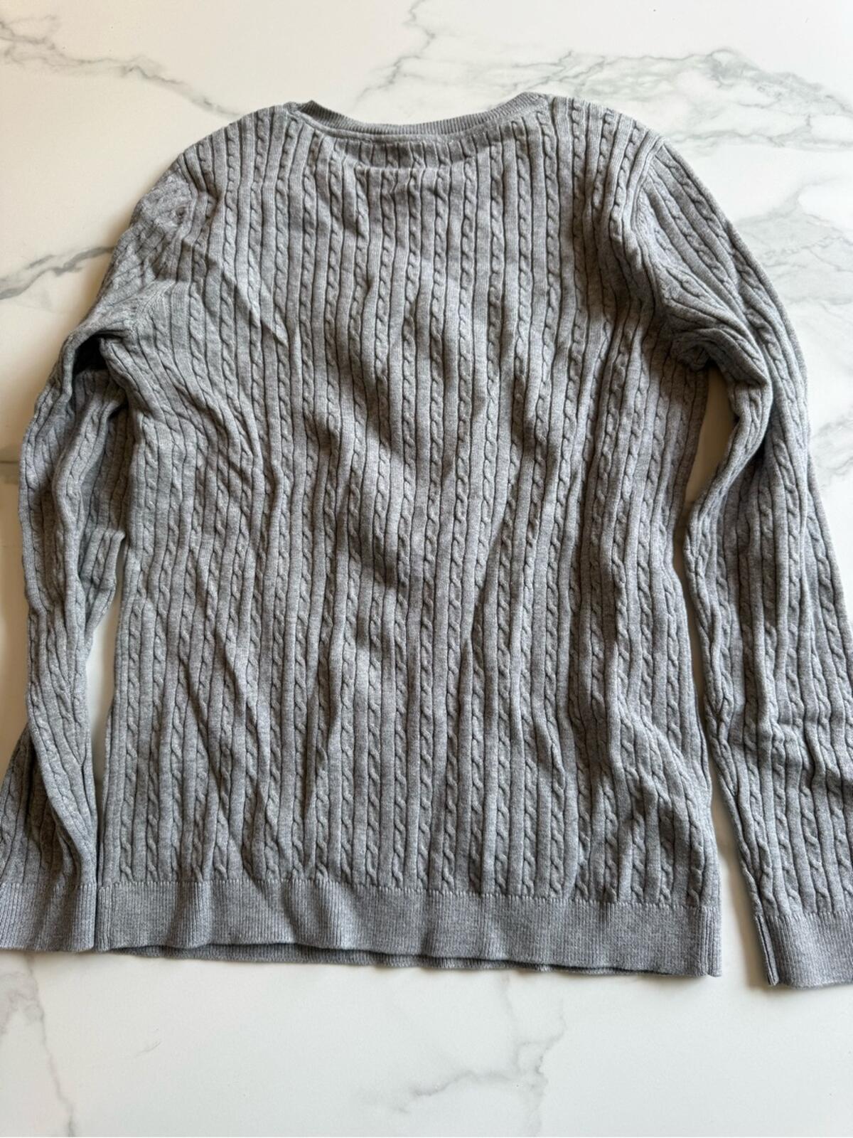 Tommy Hilfiger Light Gray Cable Knit Sweater