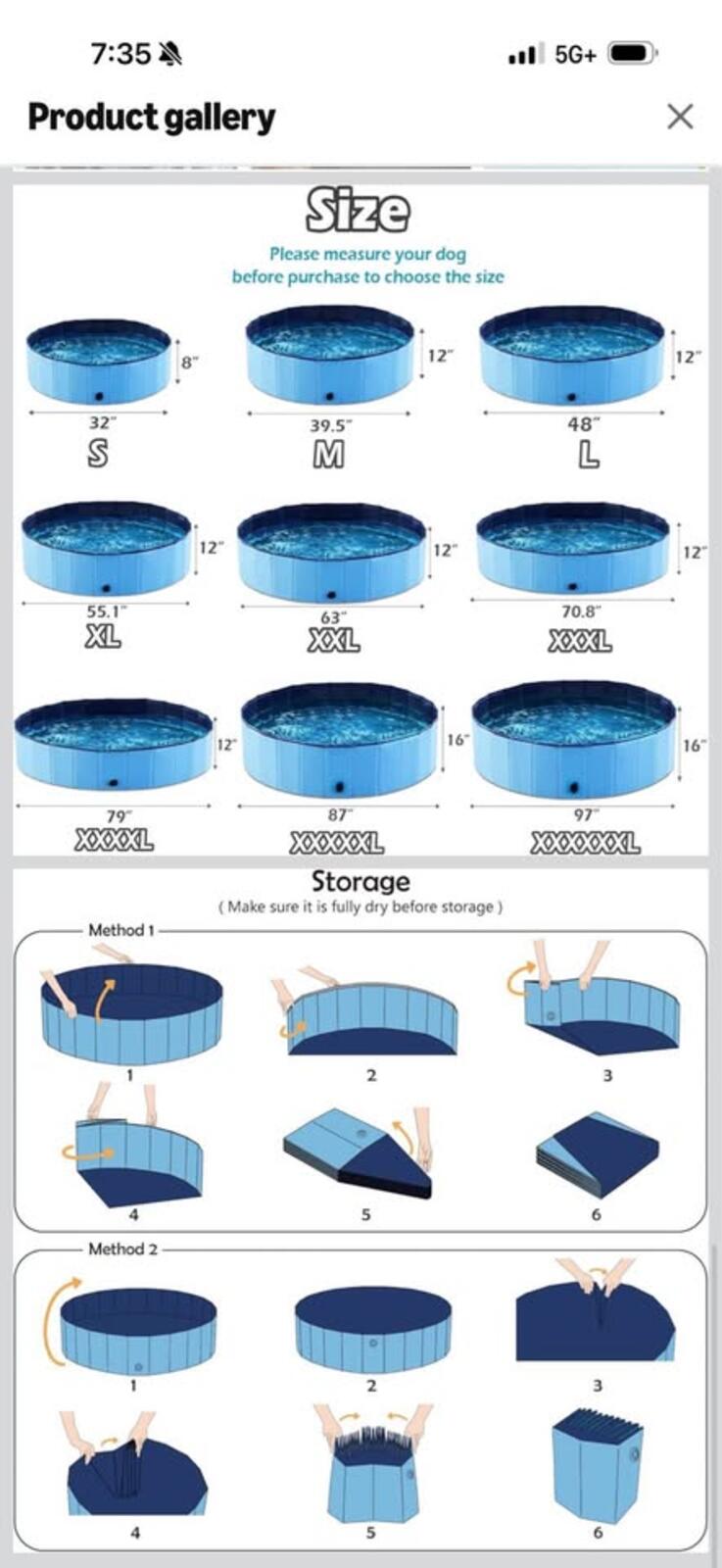 Jasonwell Foldable Dog Pool XXXL