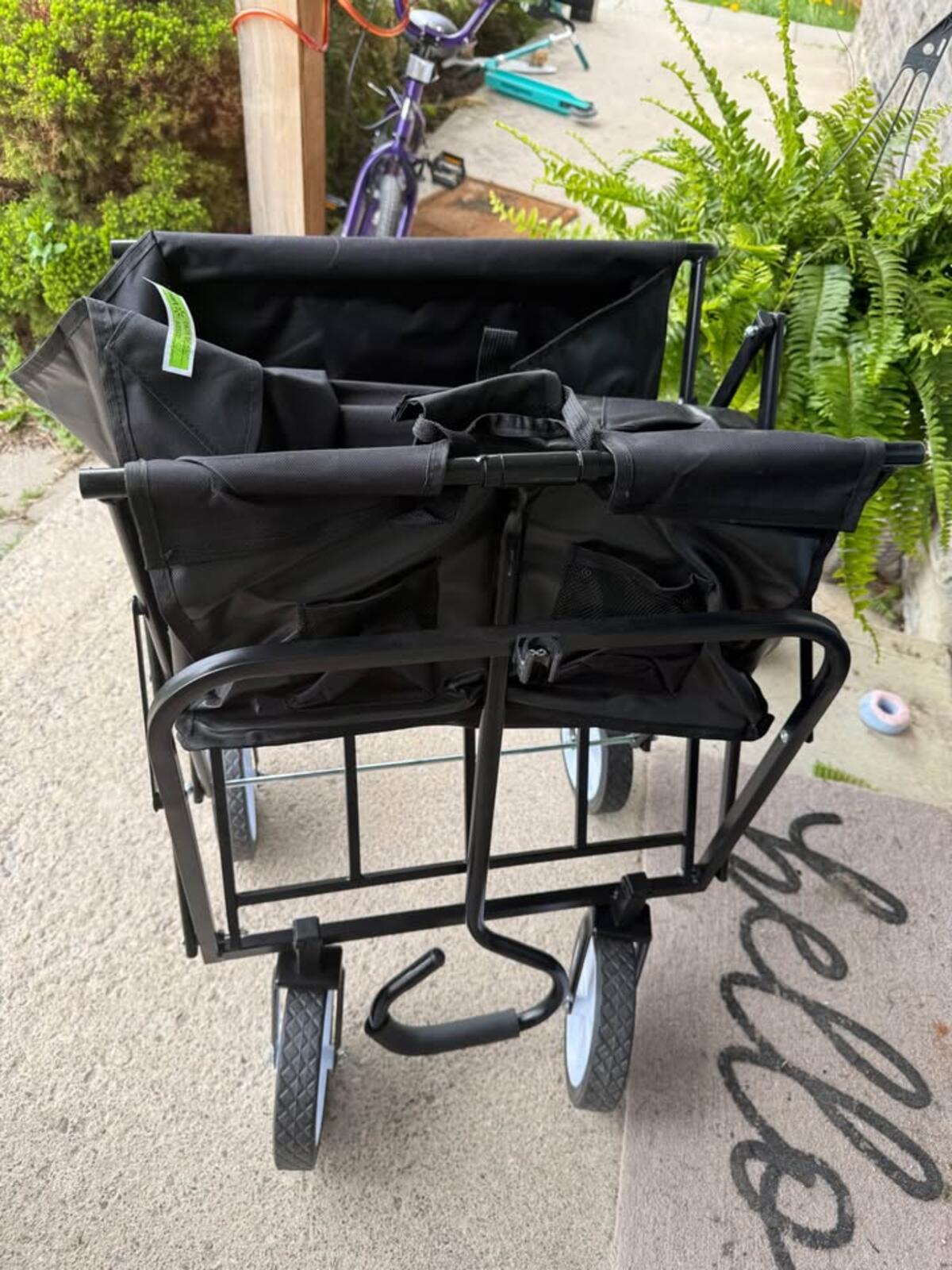 Black folding utility wagon